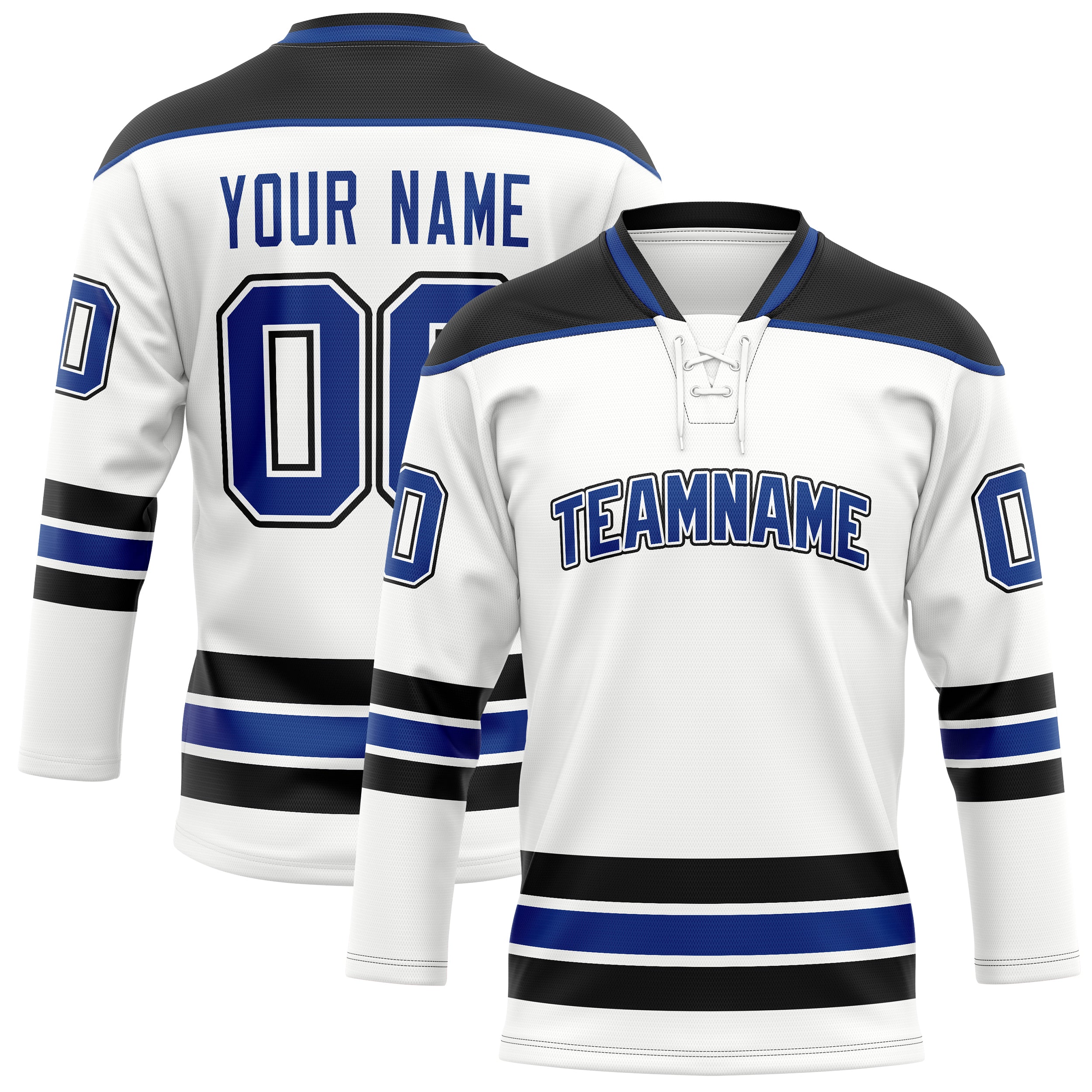 Maillot de hockey personnalisé blanc et noir uni