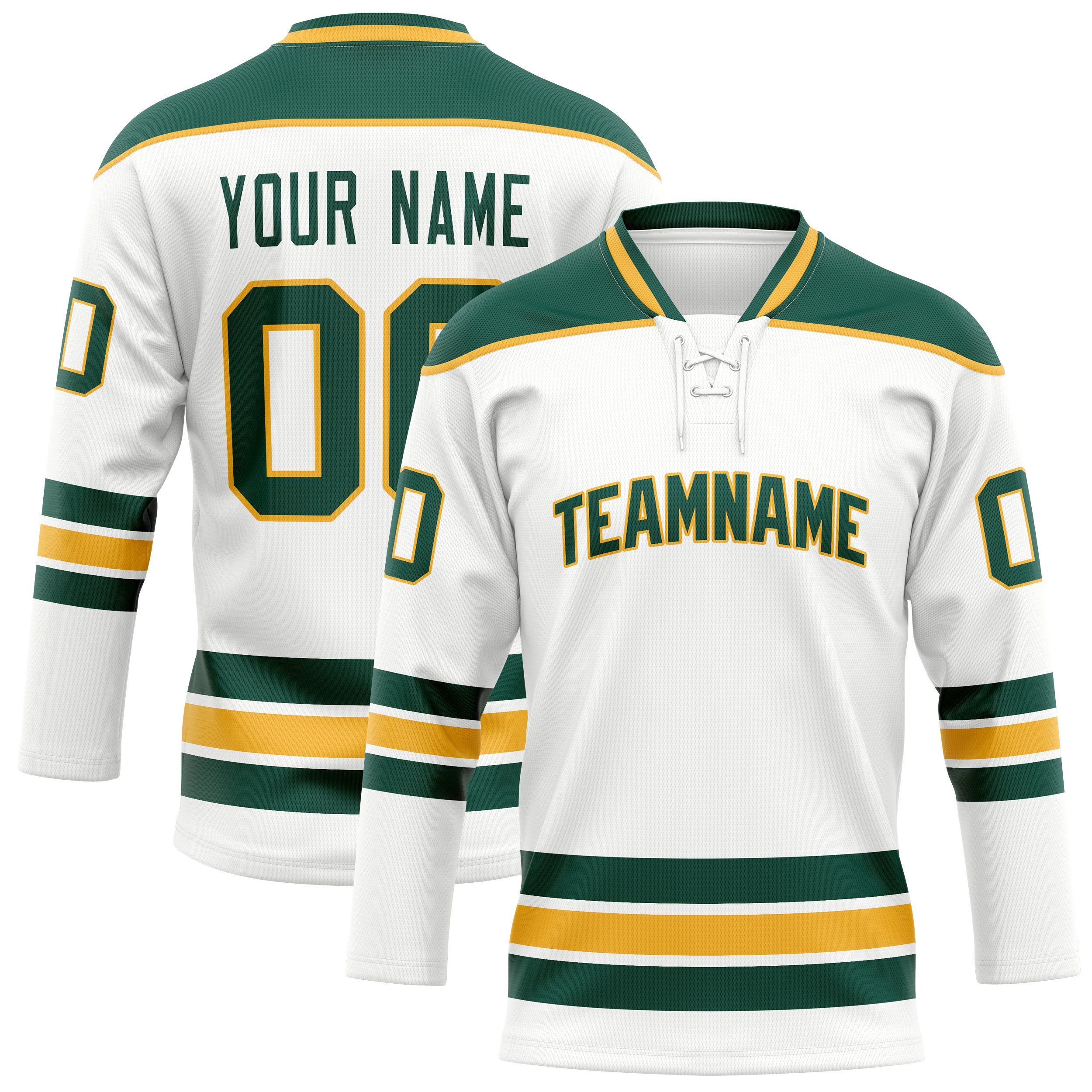 Maillot de hockey personnalisé blanc et vert Kelly uni