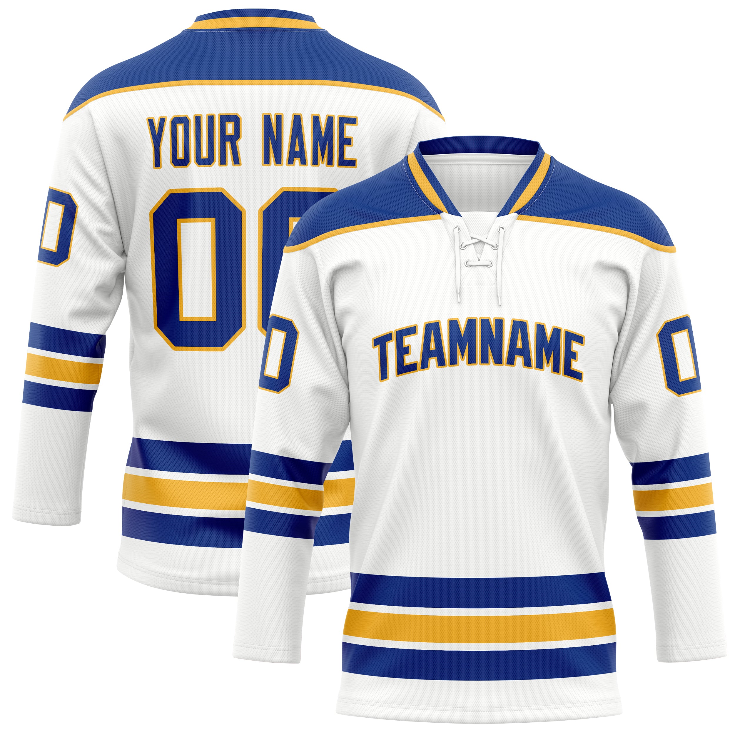 Maillot de hockey personnalisé blanc royal uni