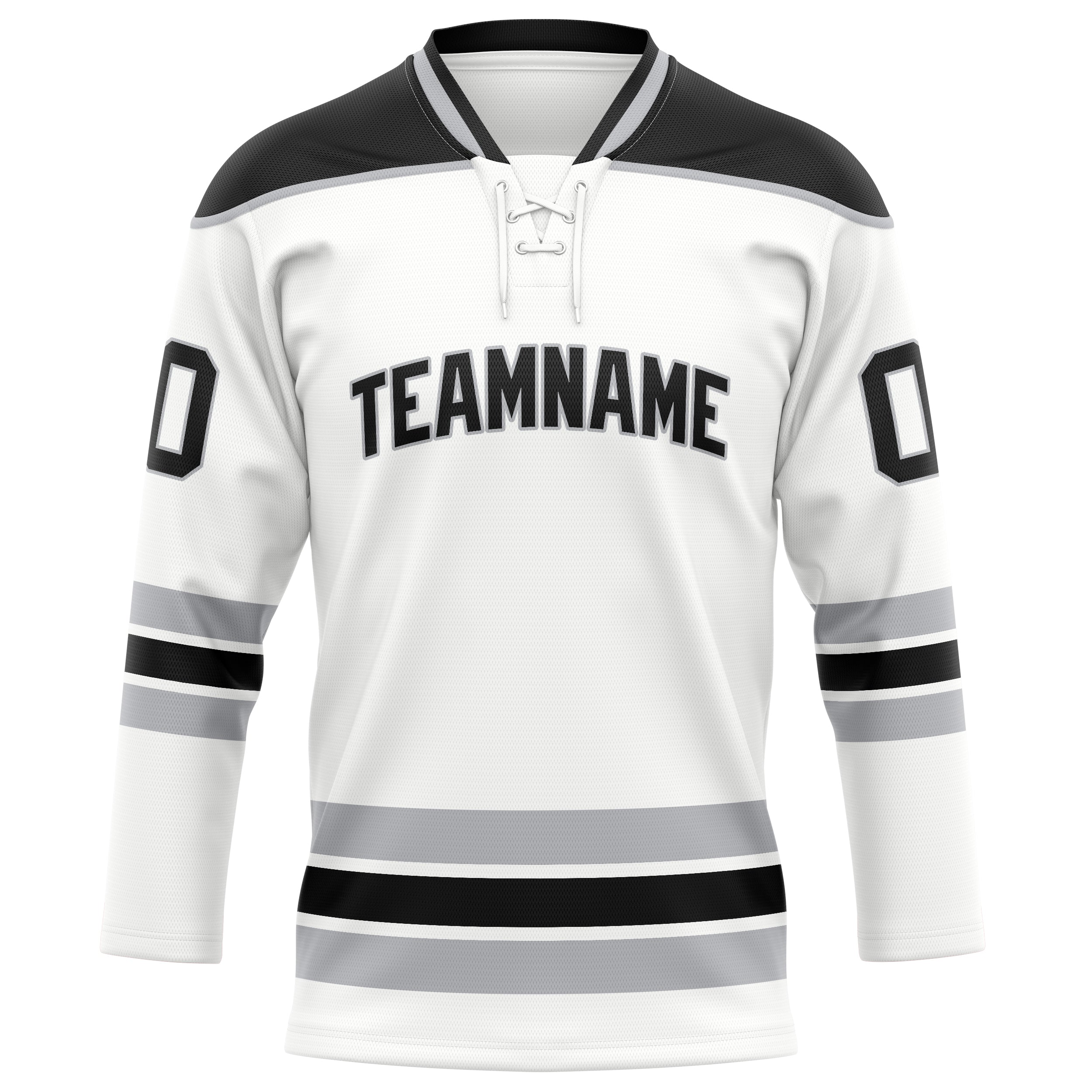 Maillot de hockey personnalisé blanc et noir uni