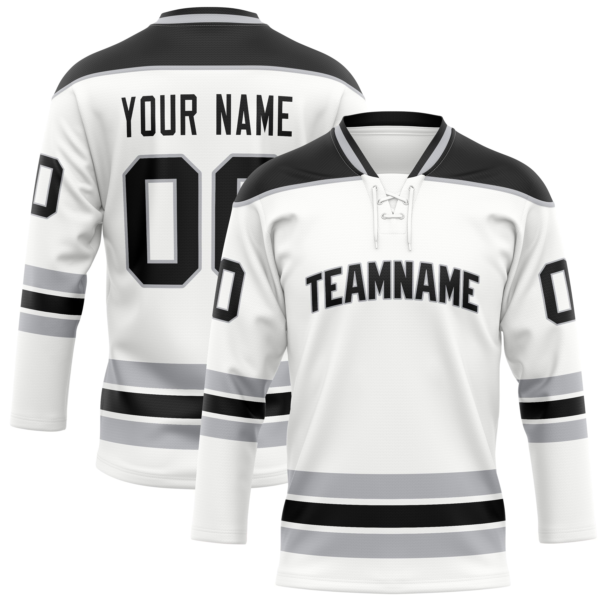 Maillot de hockey personnalisé blanc et noir uni