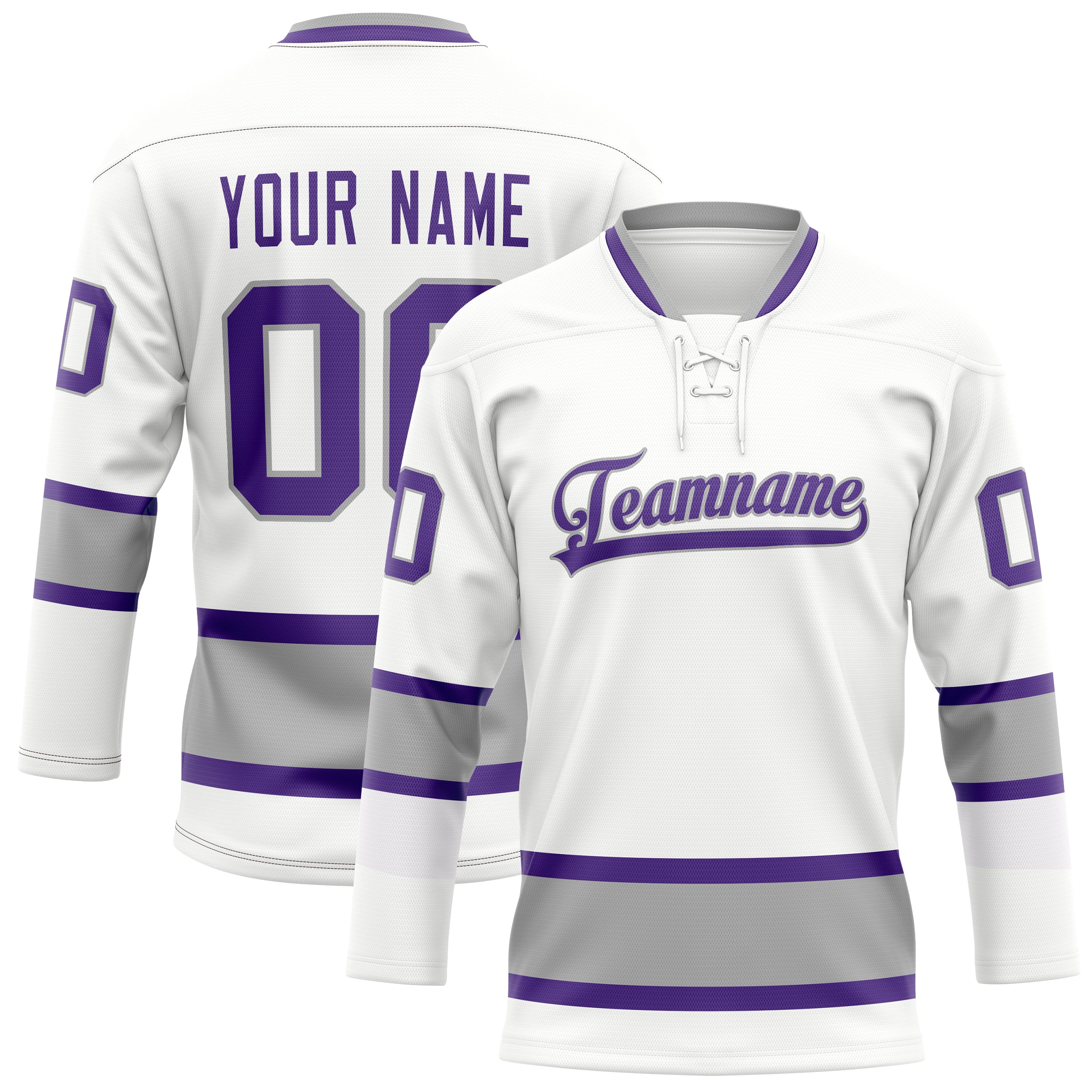 Maillot de hockey personnalisé blanc et violet uni