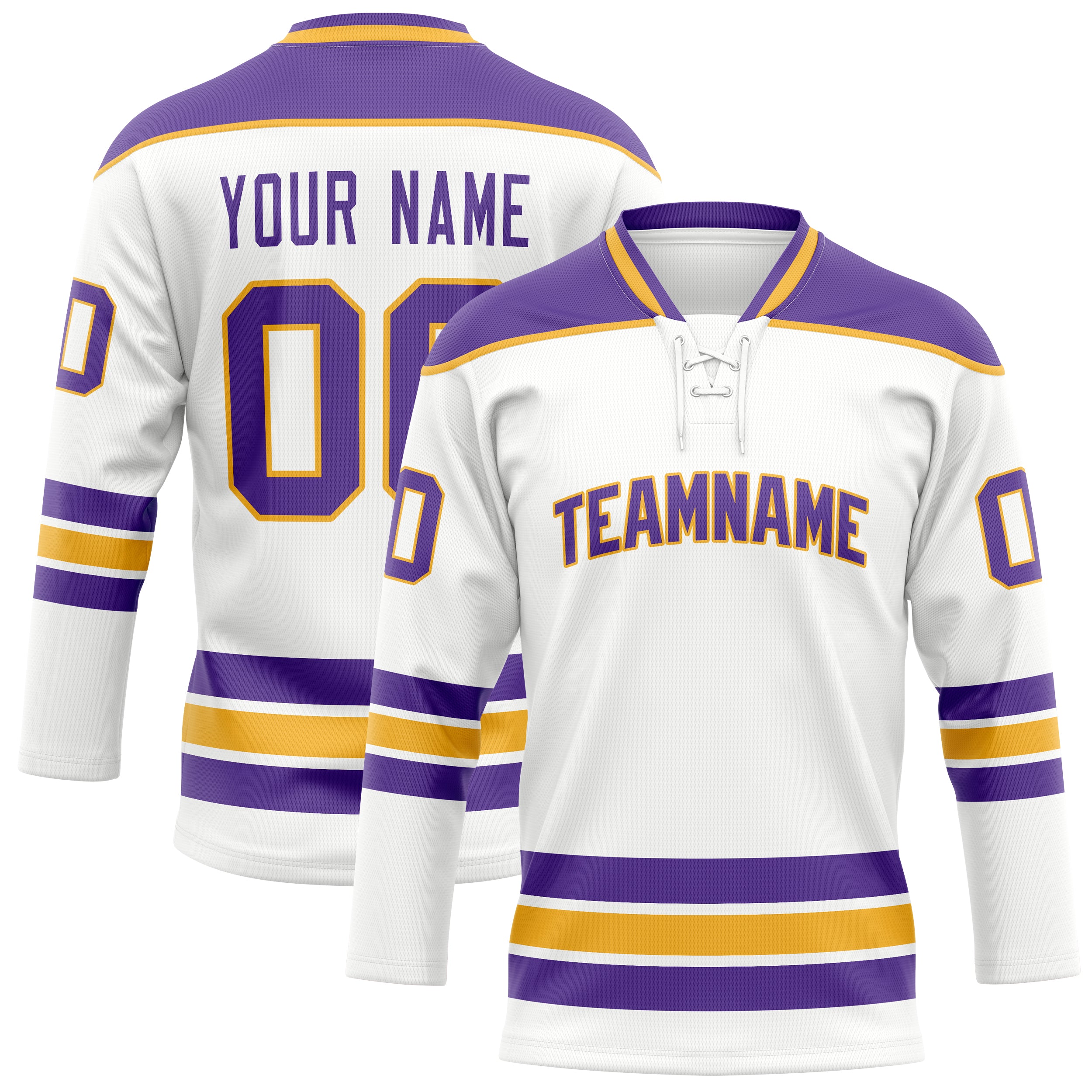 Maillot de hockey personnalisé blanc et violet uni