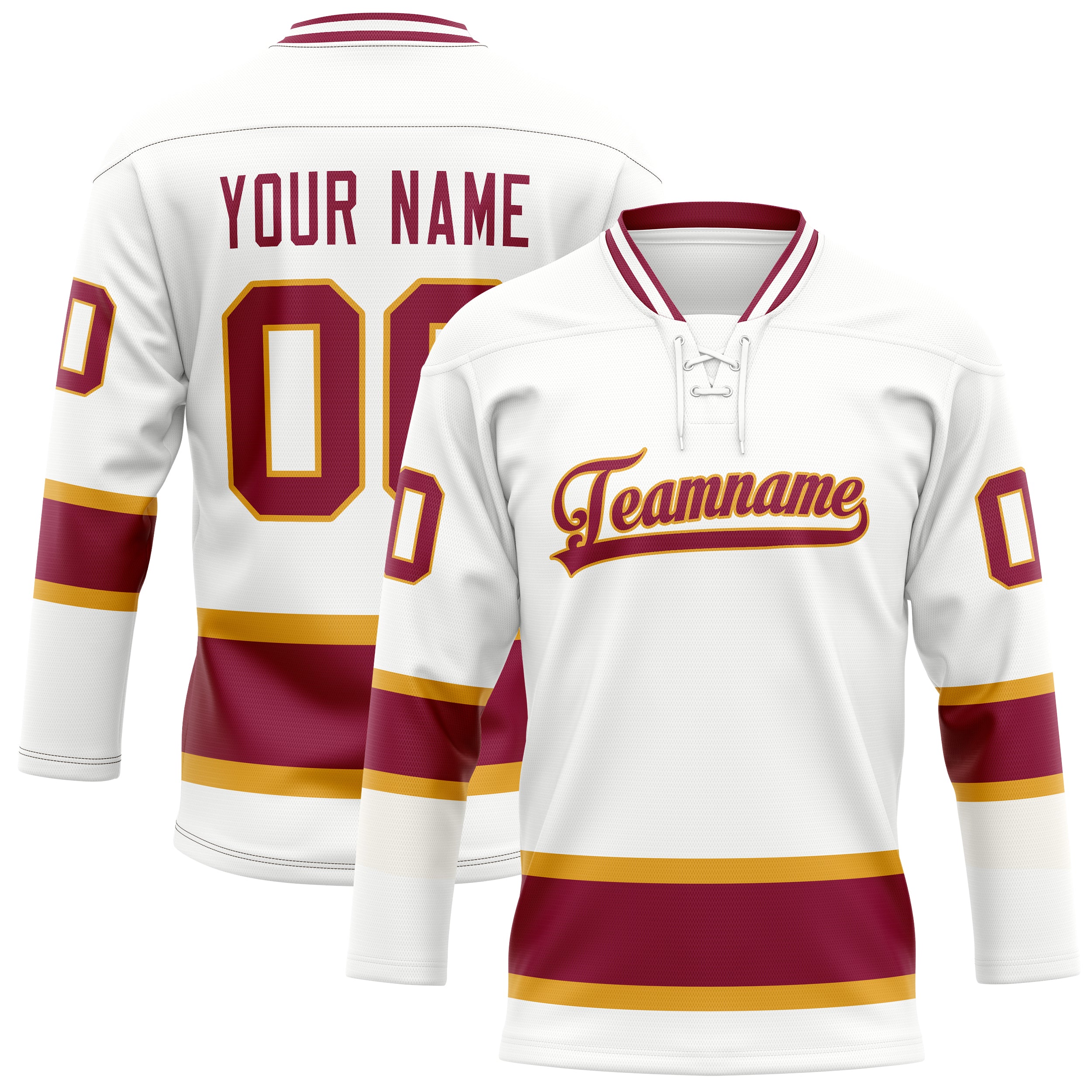 Maillot de hockey personnalisé blanc et rouge uni