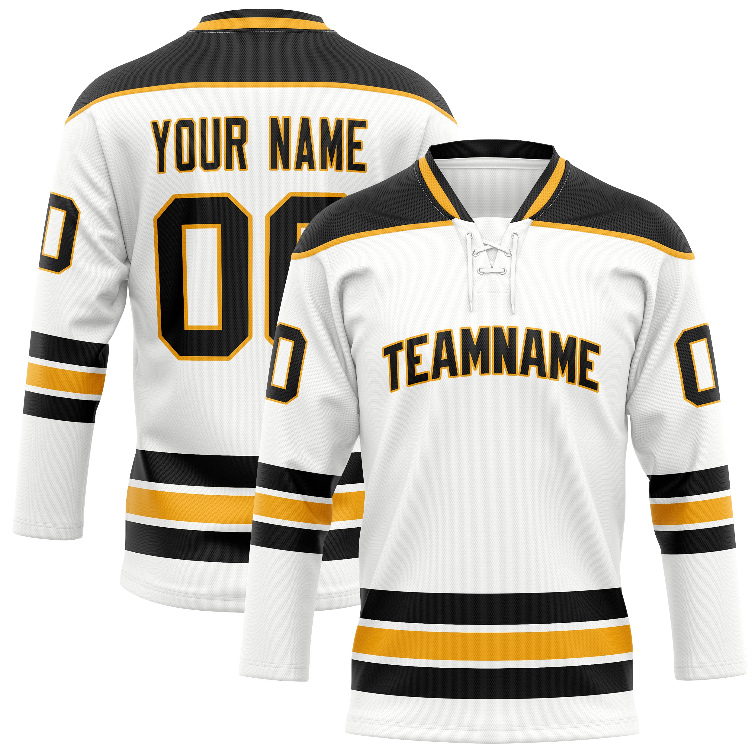 Maillot de hockey personnalisé blanc et noir uni