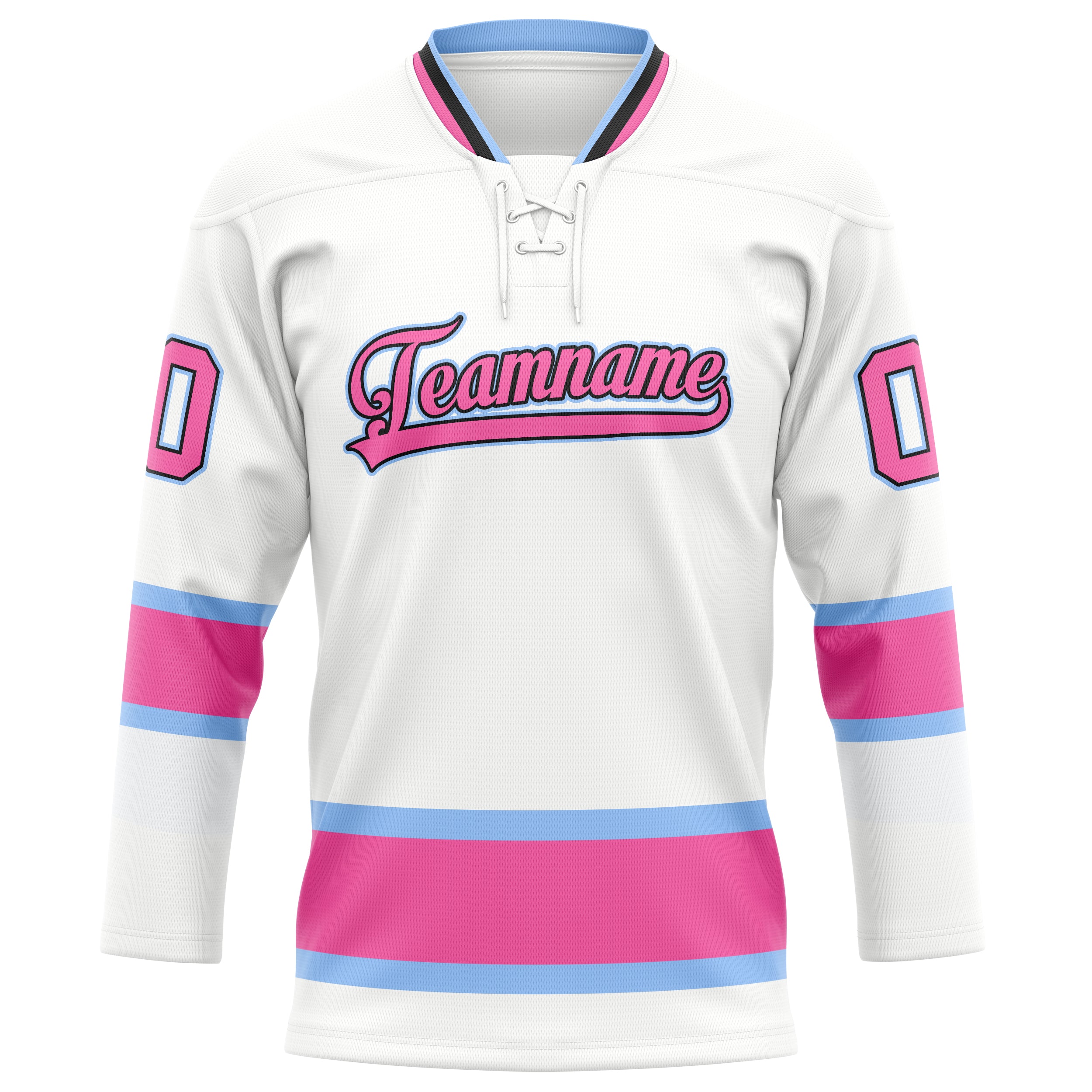 Maillot de hockey personnalisé blanc et rose uni