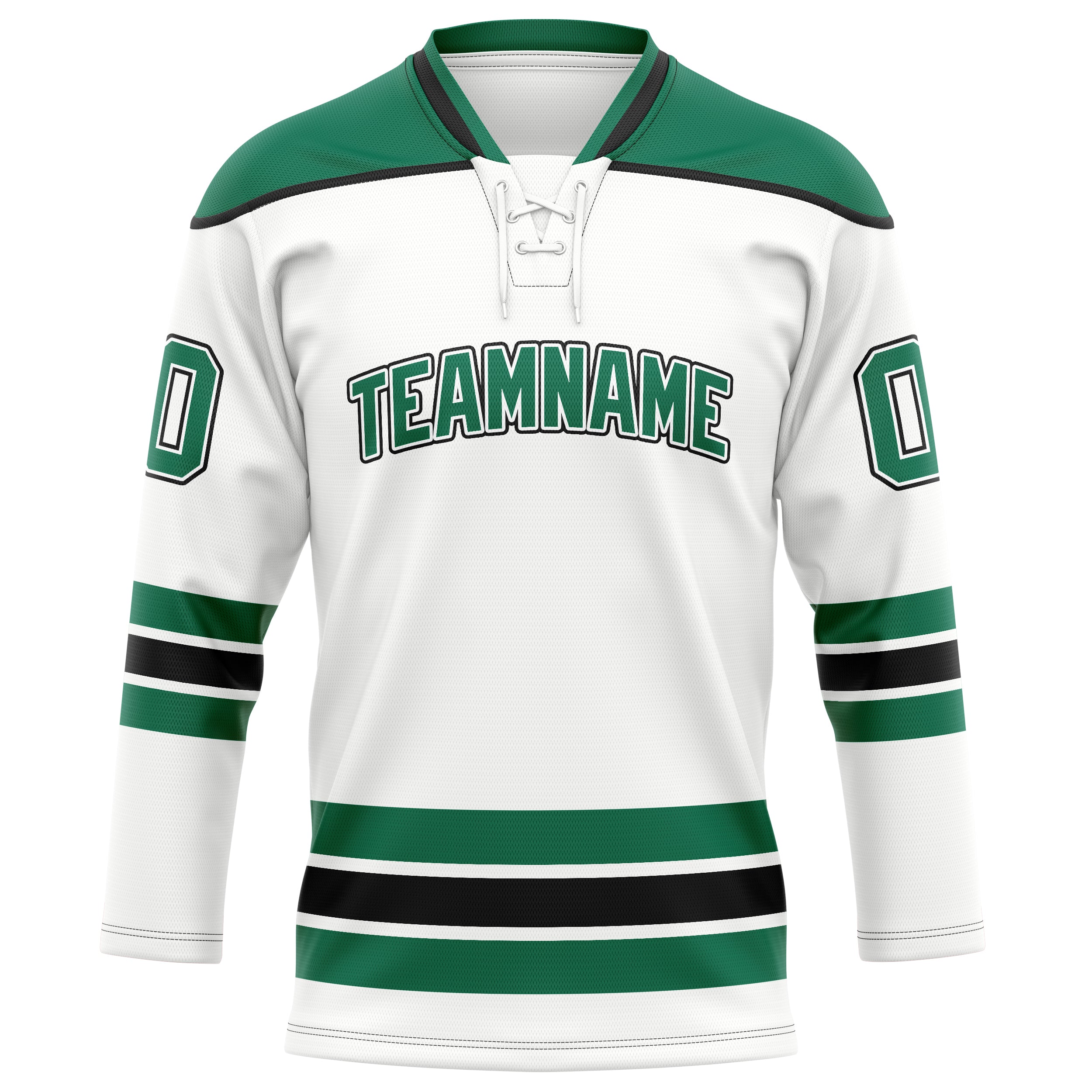 Maillot de hockey personnalisé blanc et vert Kelly uni