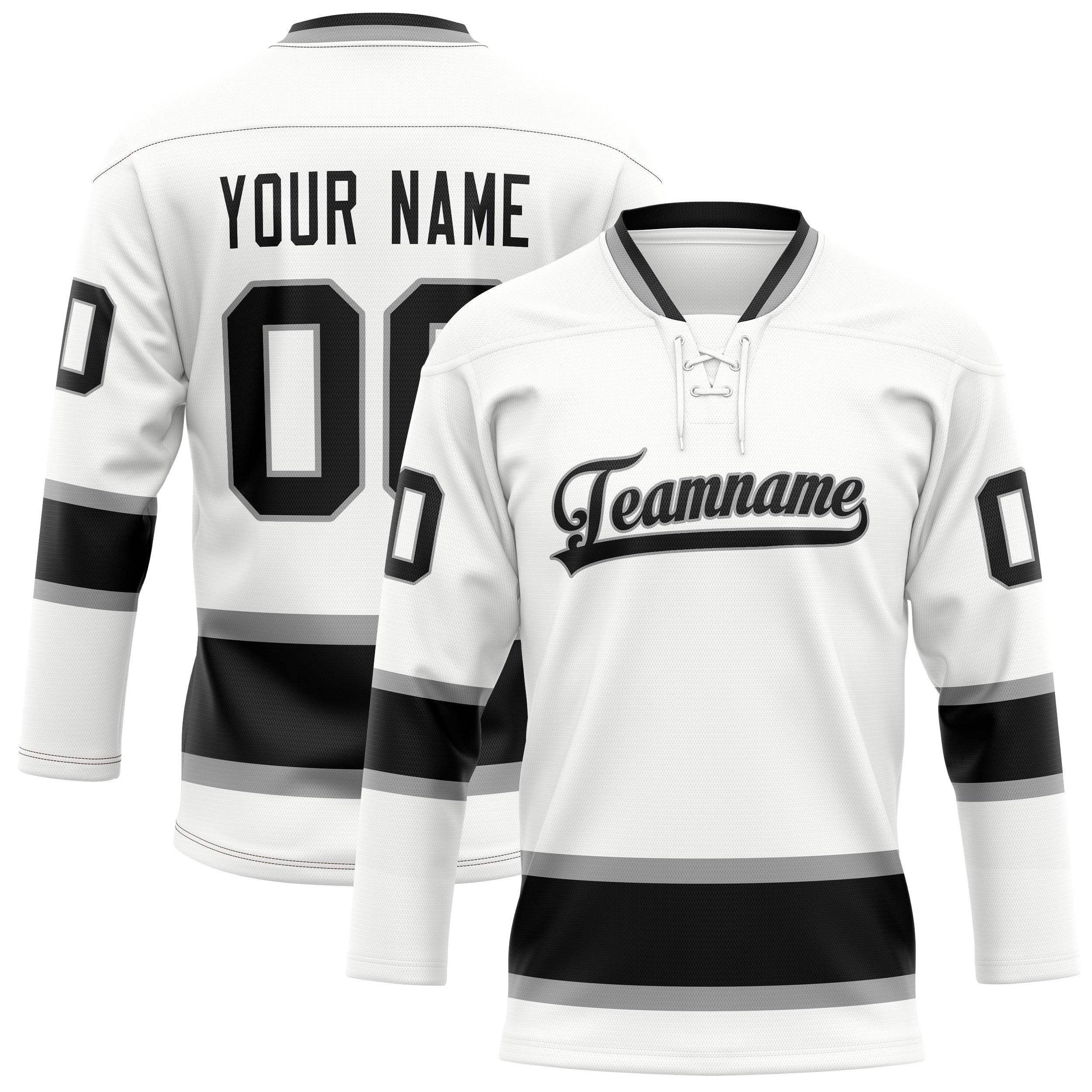 Maillot de hockey personnalisé blanc et noir uni