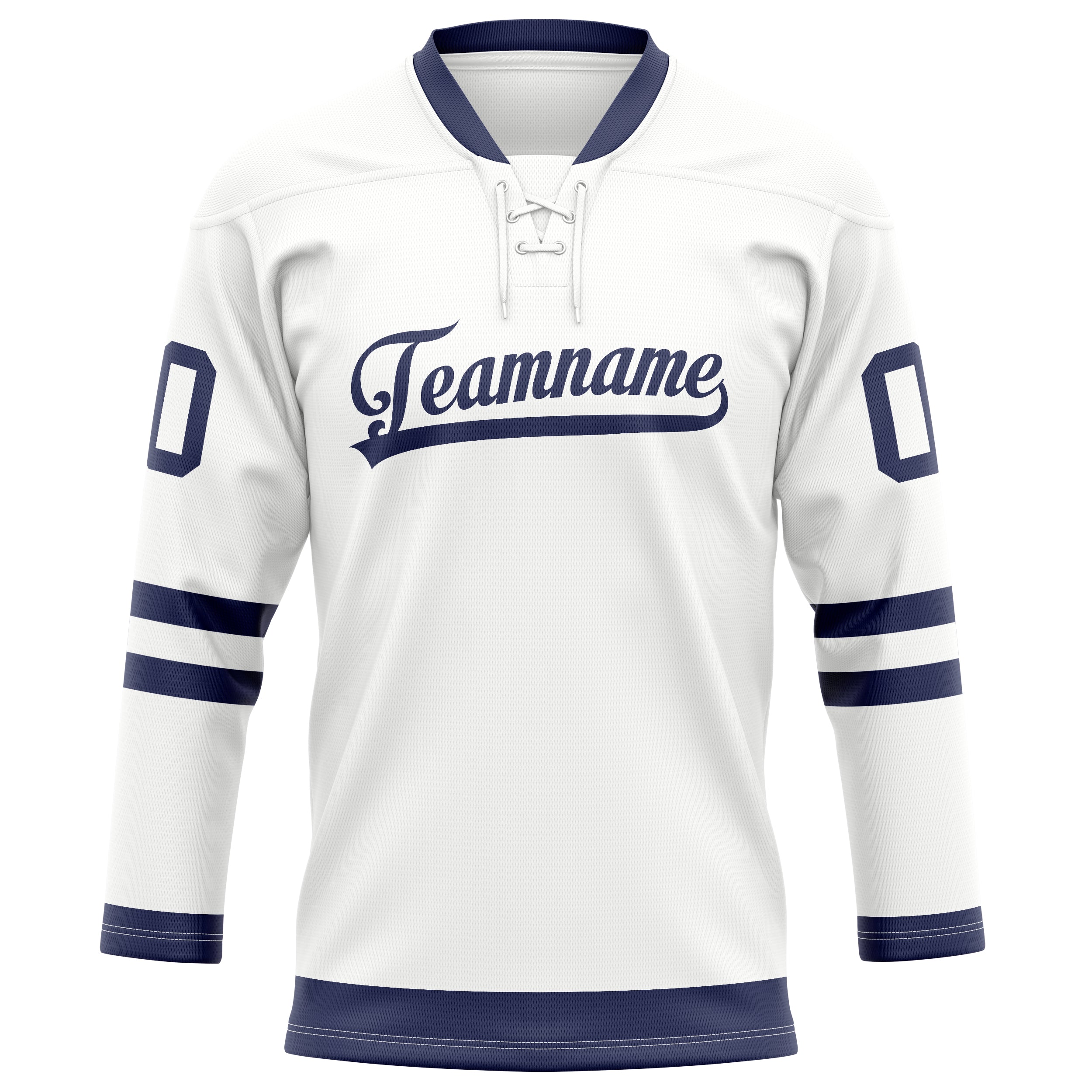 Maillot de hockey personnalisé blanc et marine uni