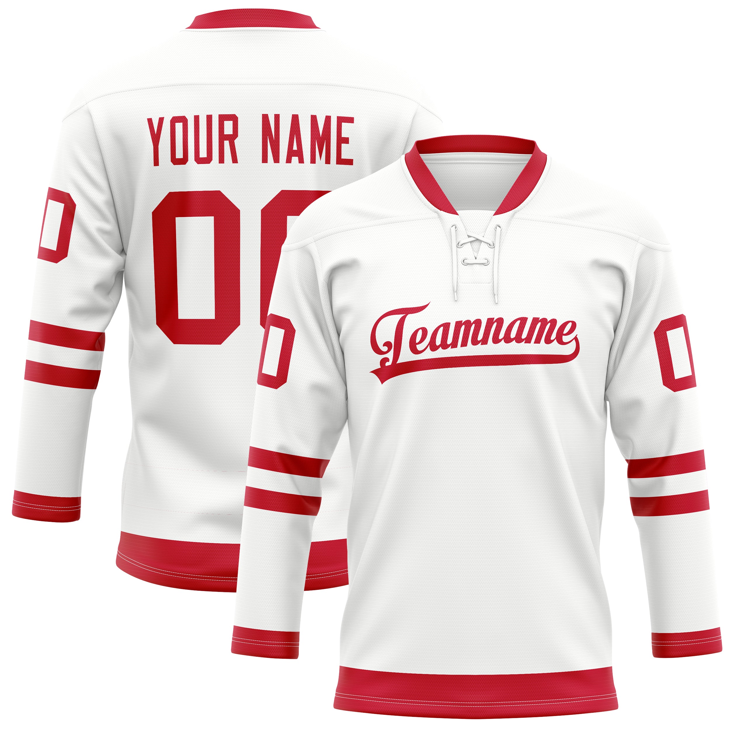 Maillot de hockey personnalisé blanc et rouge uni
