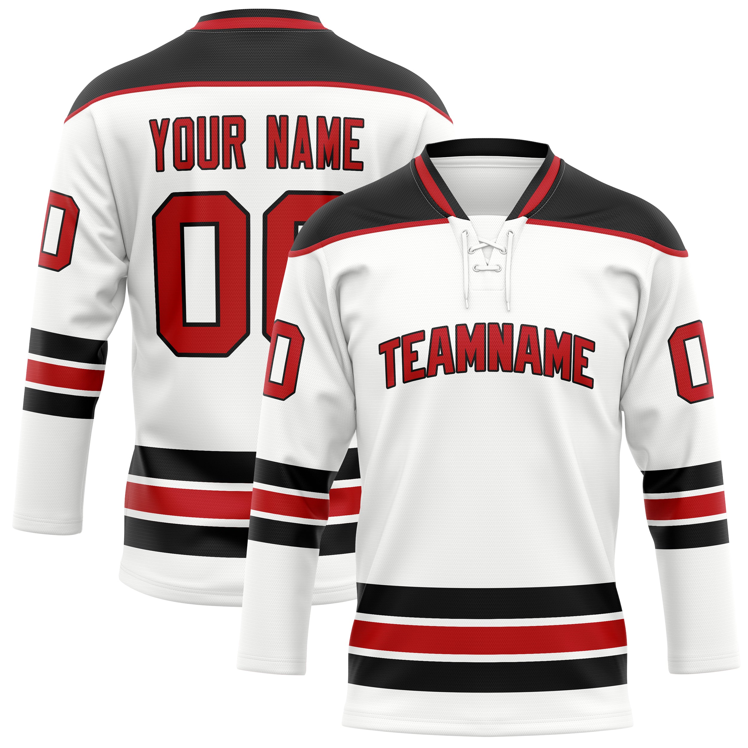 Maillot de hockey personnalisé blanc et rouge uni