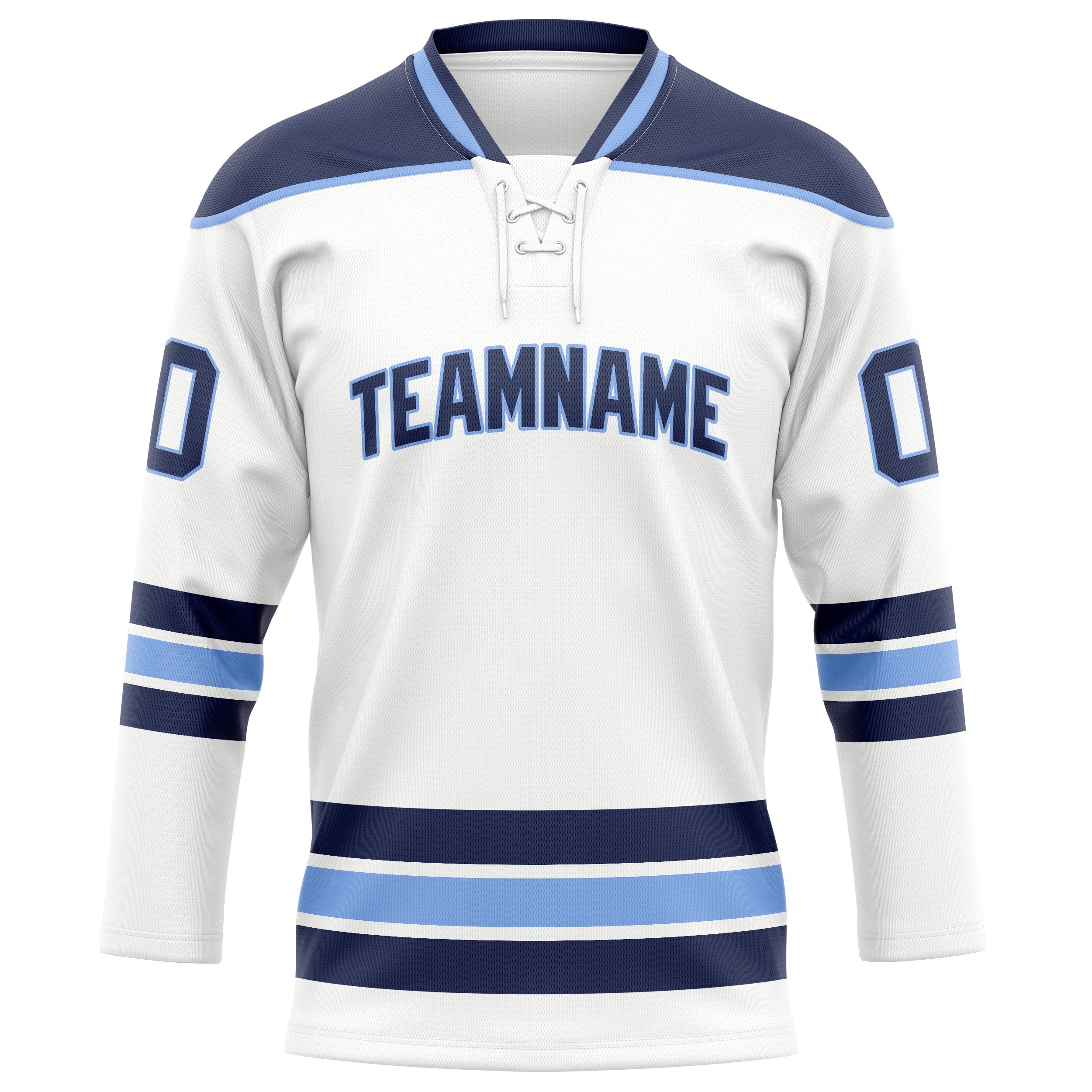 Maillot de hockey personnalisé blanc et marine uni