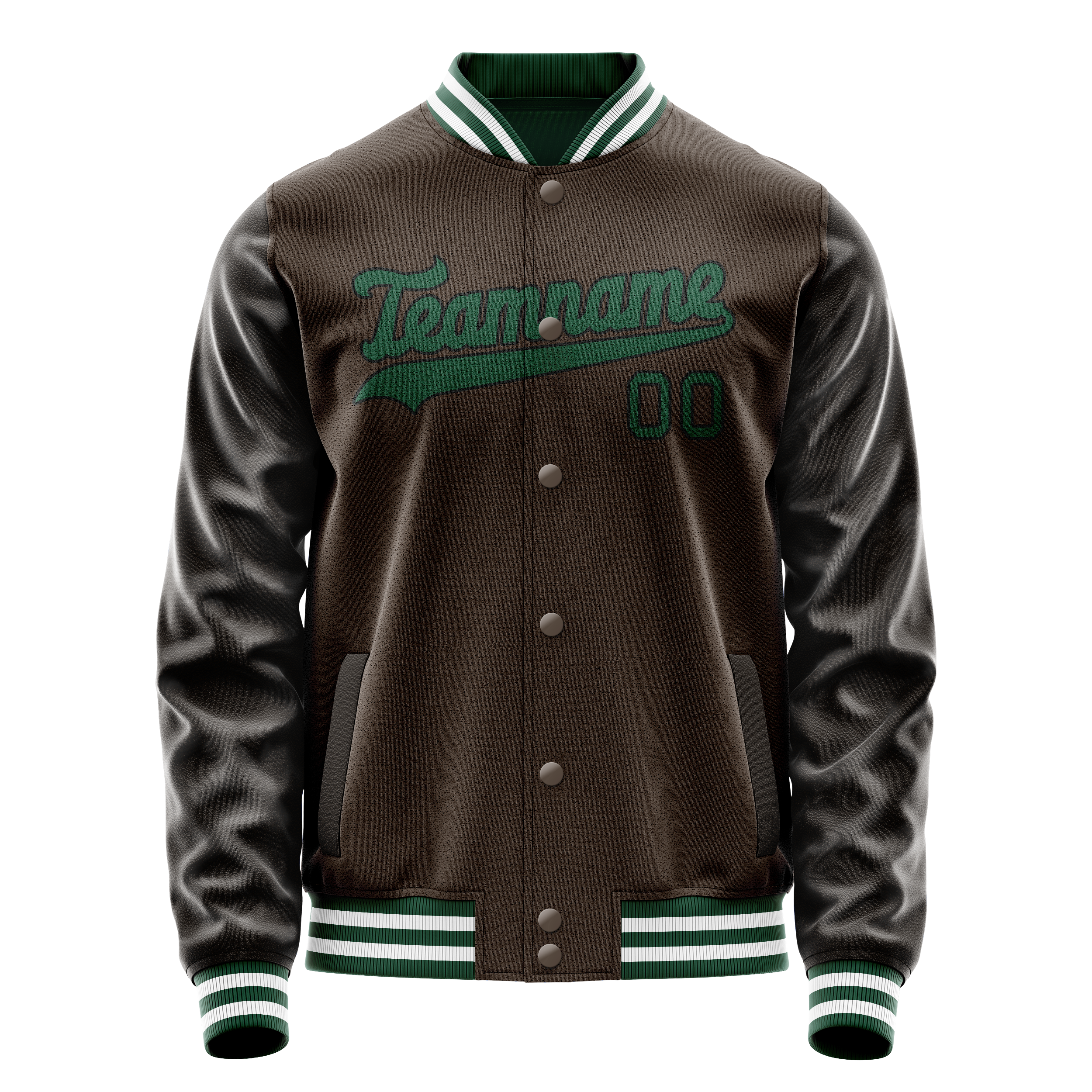 Veste universitaire personnalisée marron et turquoise unie