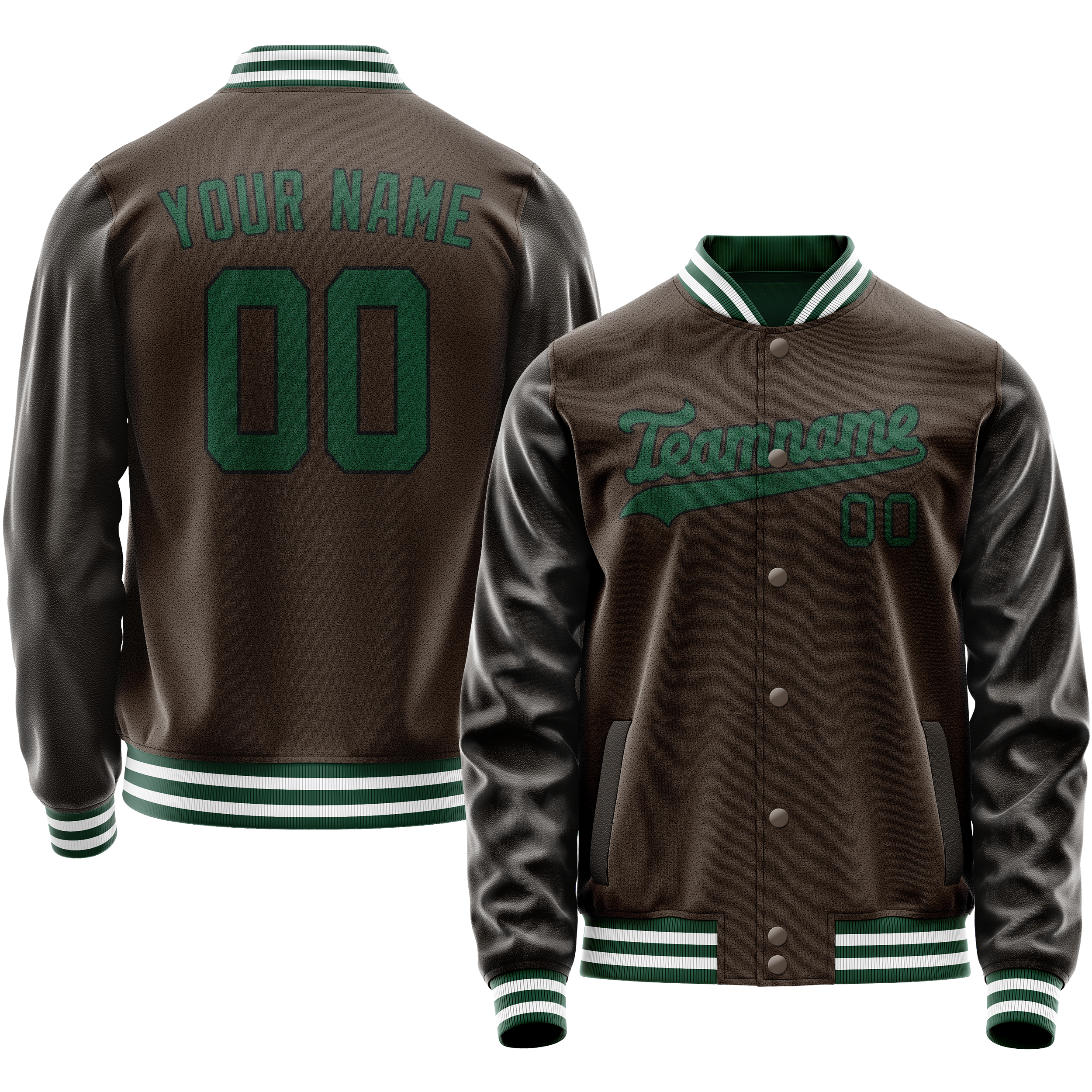 Veste universitaire personnalisée marron et turquoise unie