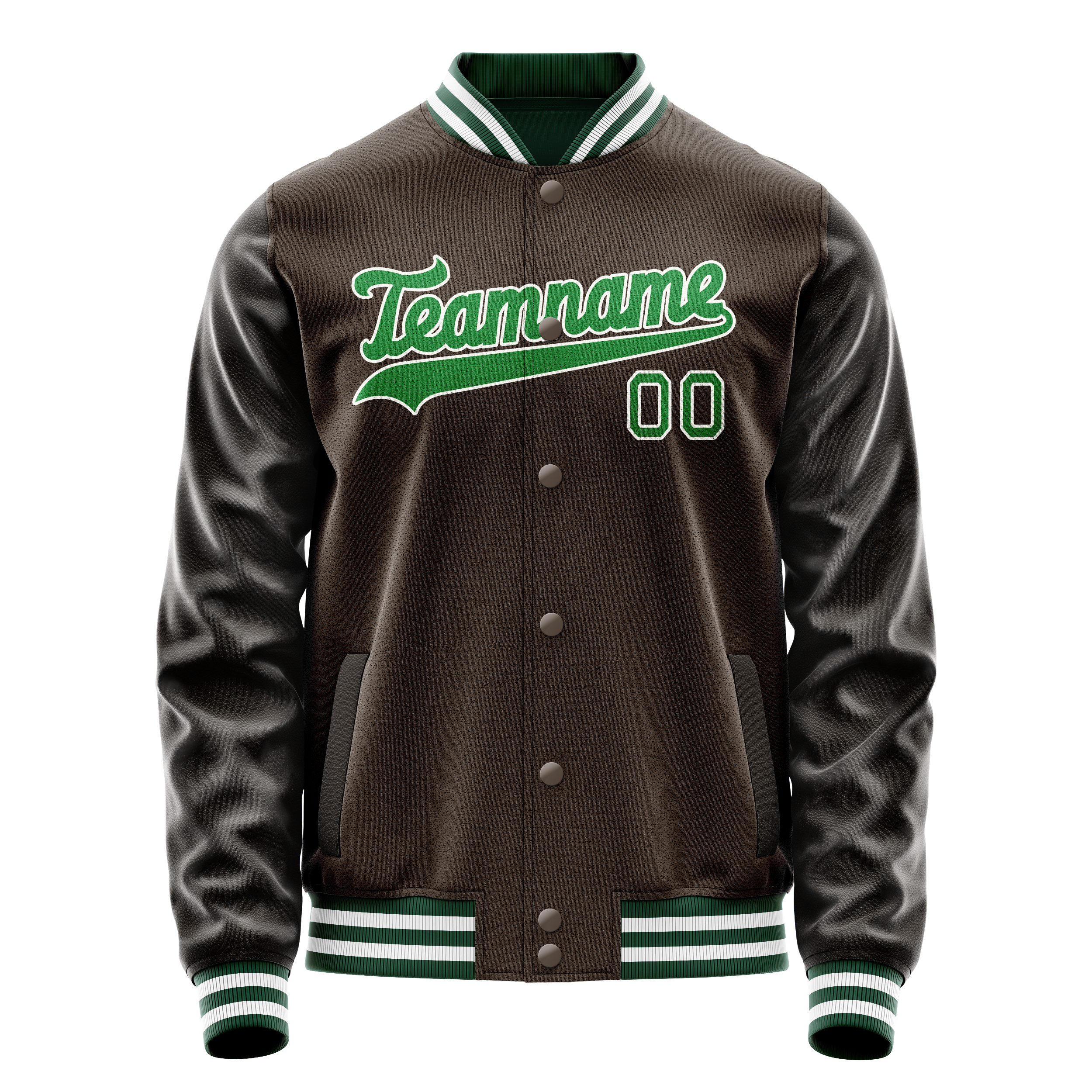 Veste universitaire personnalisée marron fluo-vert uni