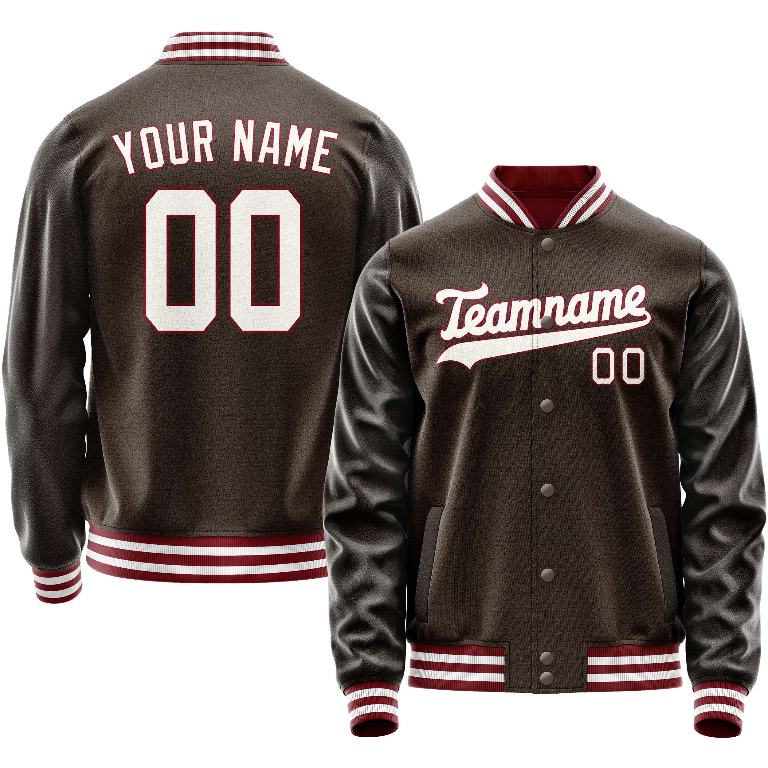 Veste universitaire personnalisée marron et blanche unie