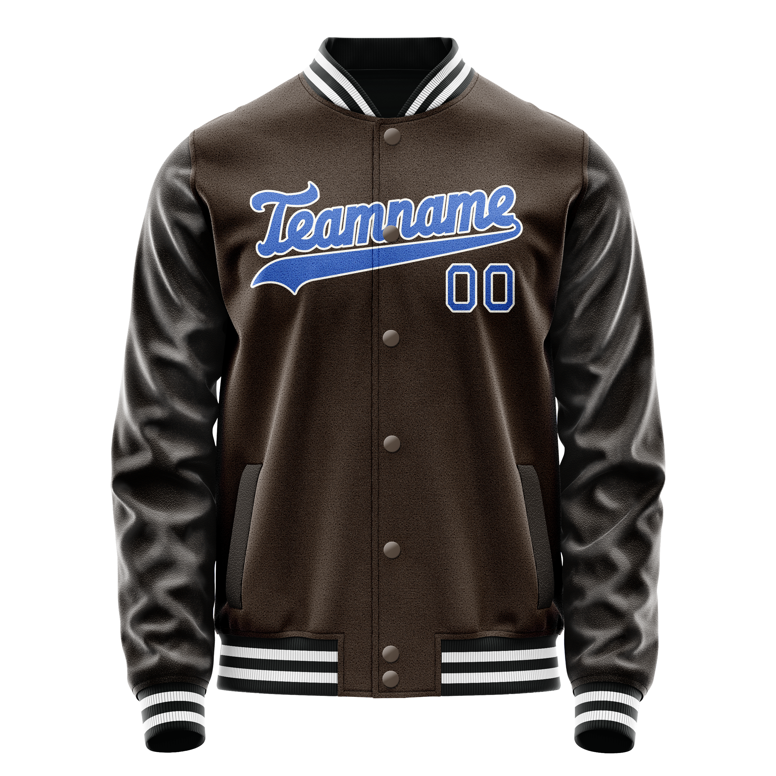 Veste universitaire personnalisée marron et bleu clair unie