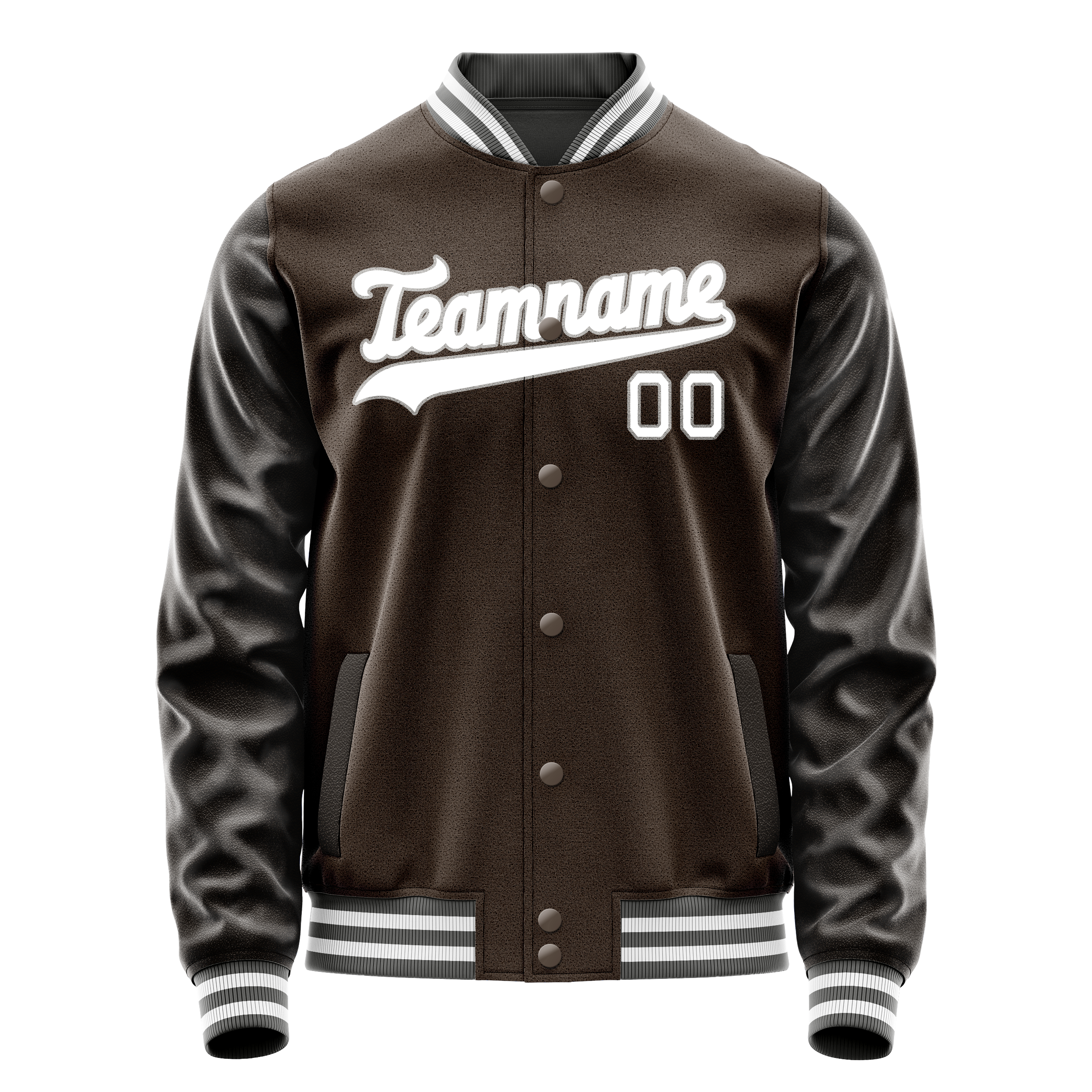 Veste universitaire personnalisée marron et blanche unie