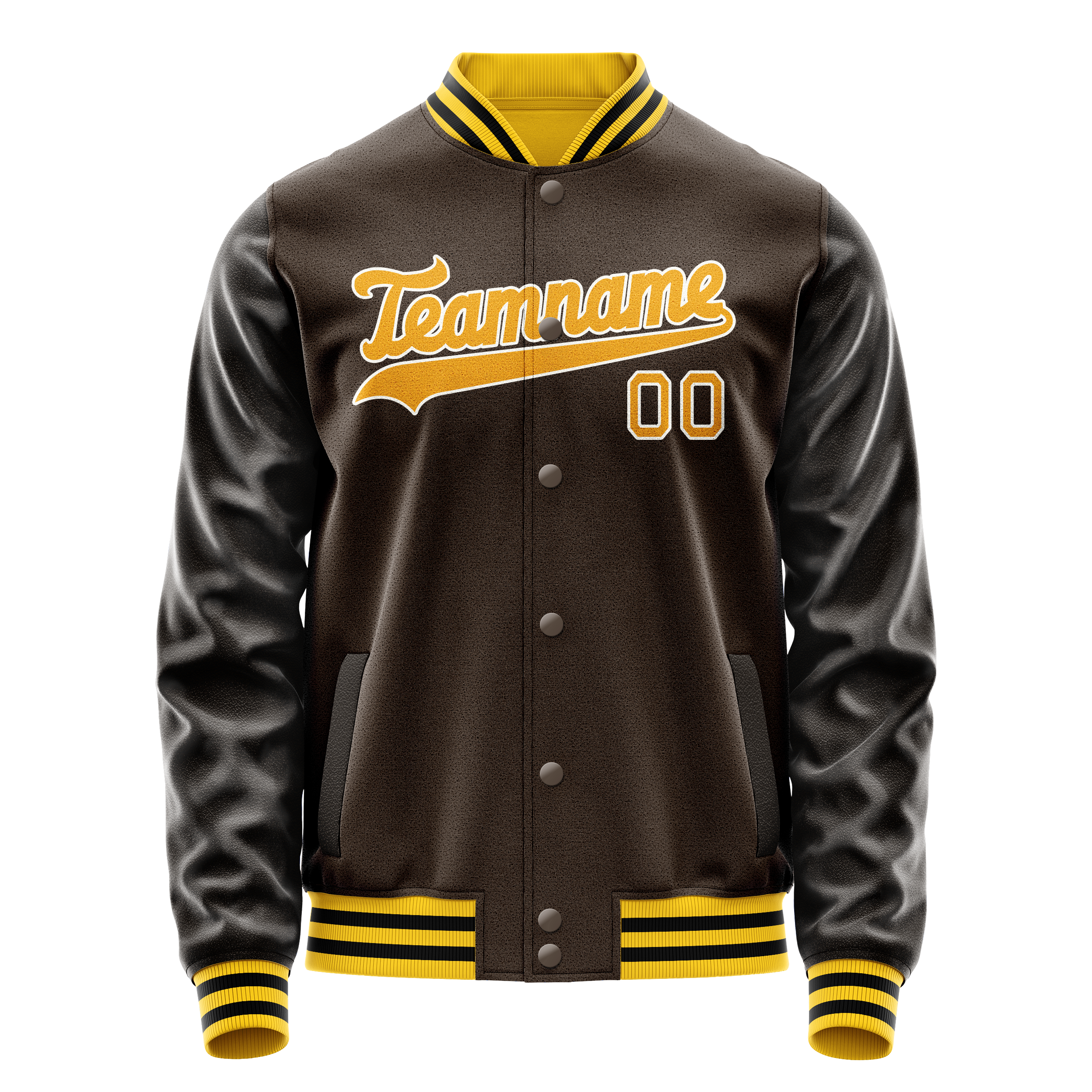 Veste universitaire personnalisée marron et or unie