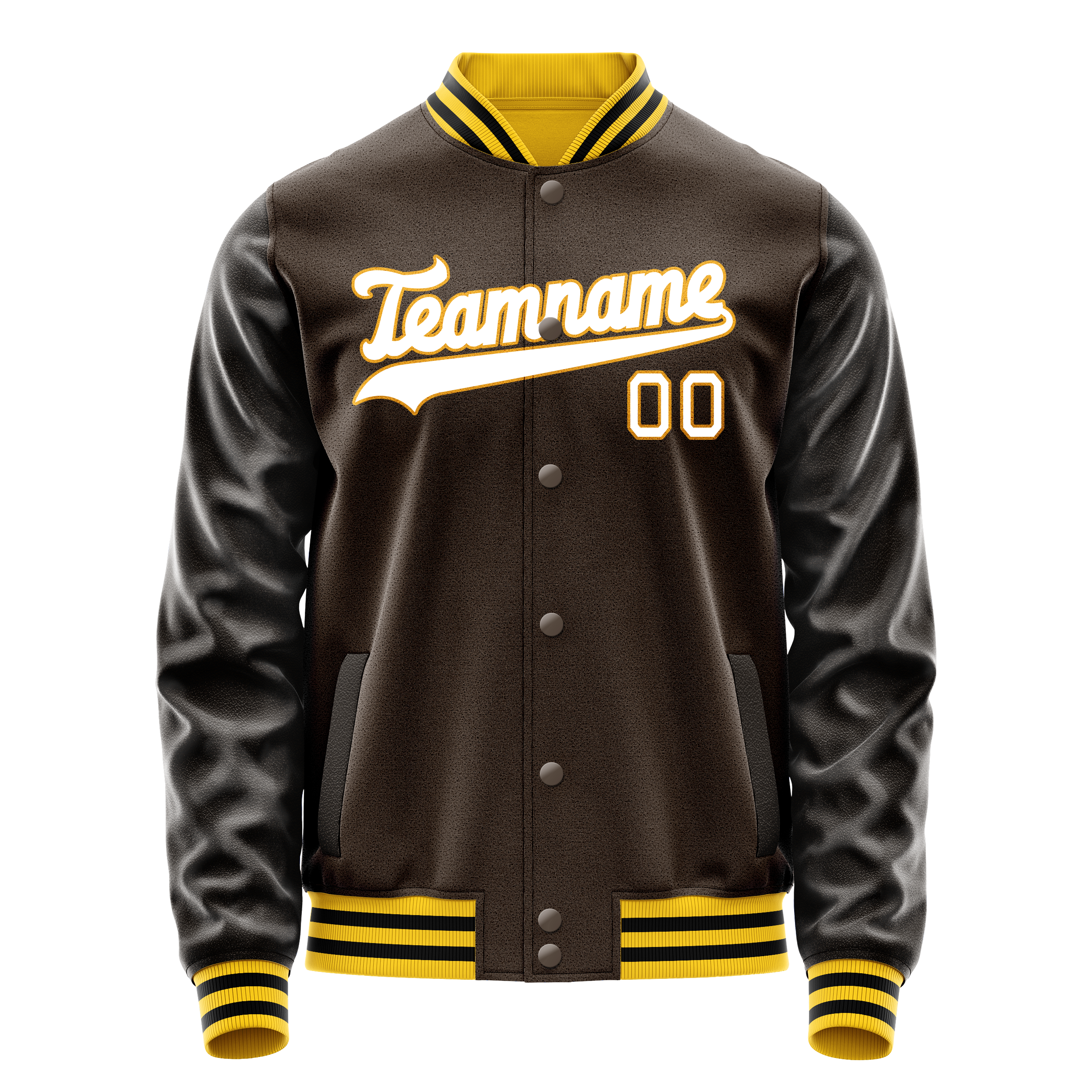 Veste universitaire personnalisée marron et blanche unie