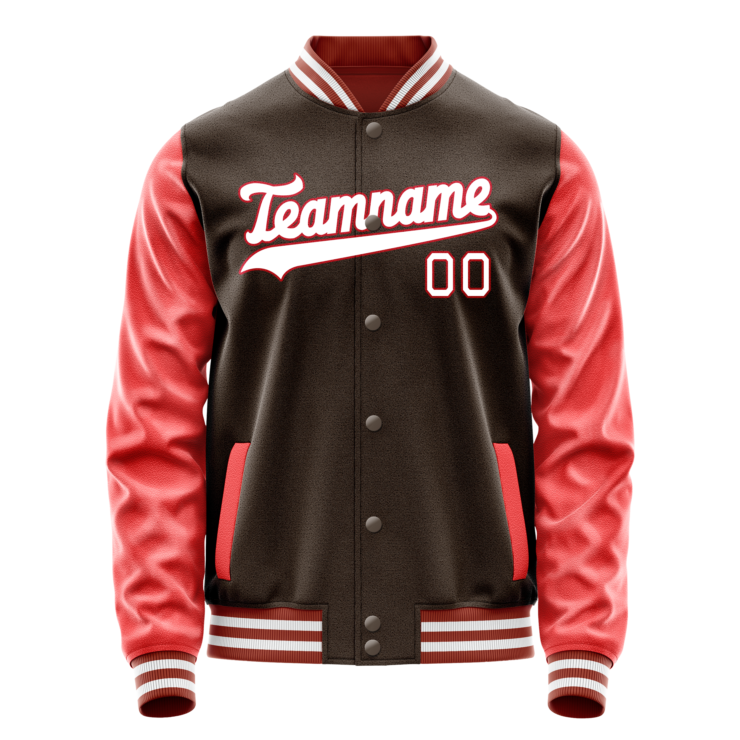 Veste universitaire personnalisée marron et orange du Texas