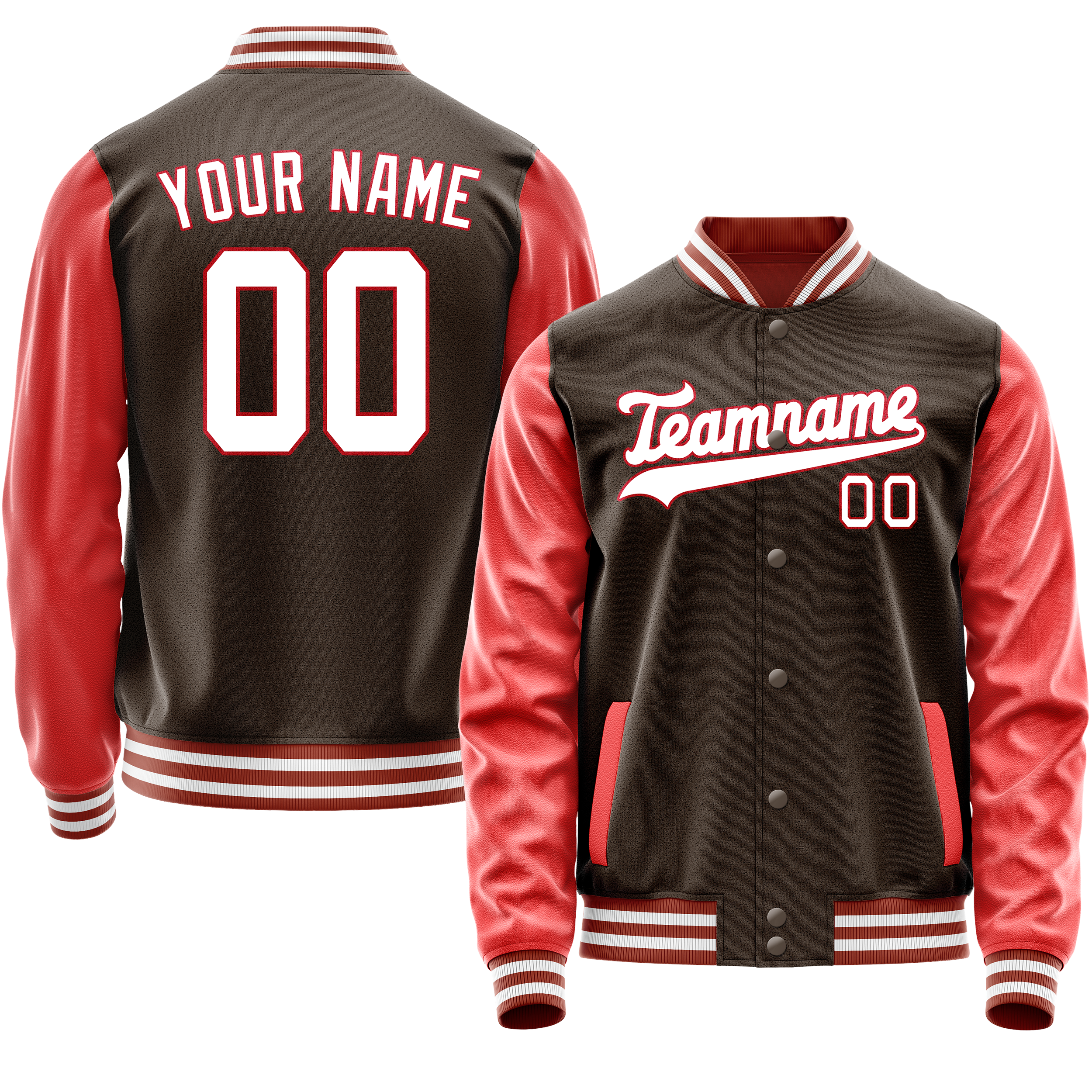 Veste universitaire personnalisée marron et orange du Texas