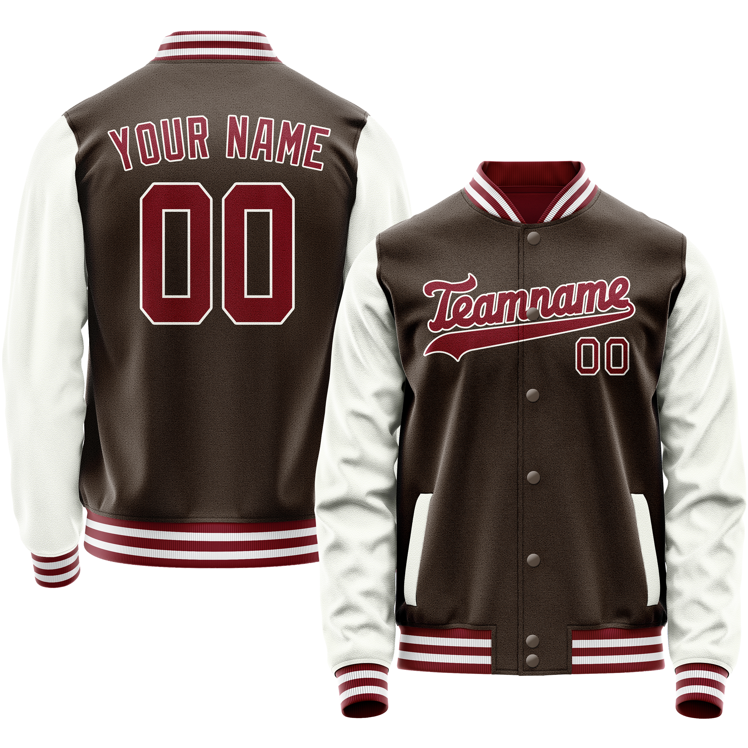 Veste universitaire personnalisée marron et blanche unie
