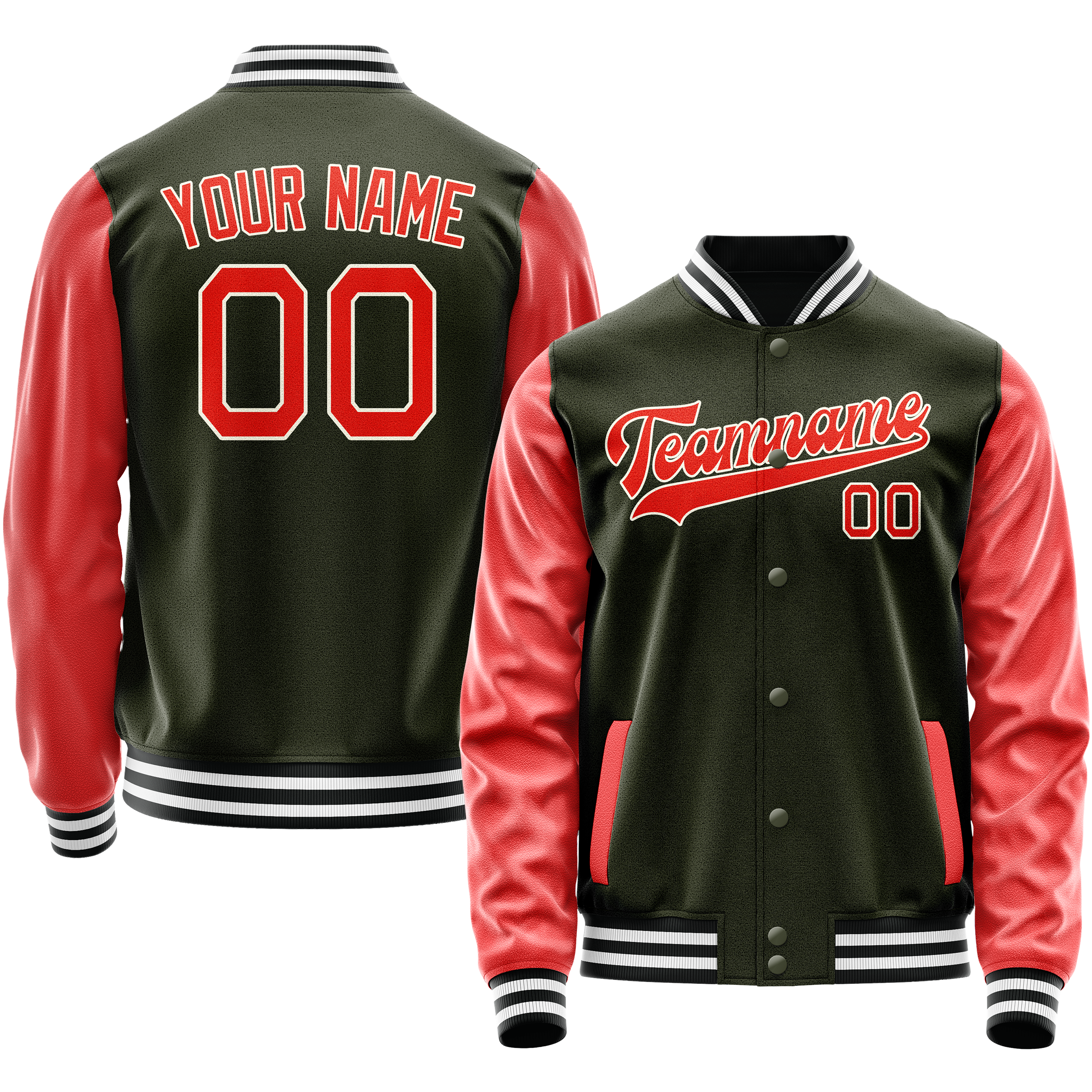 Veste universitaire personnalisée de couleur unie olive orange