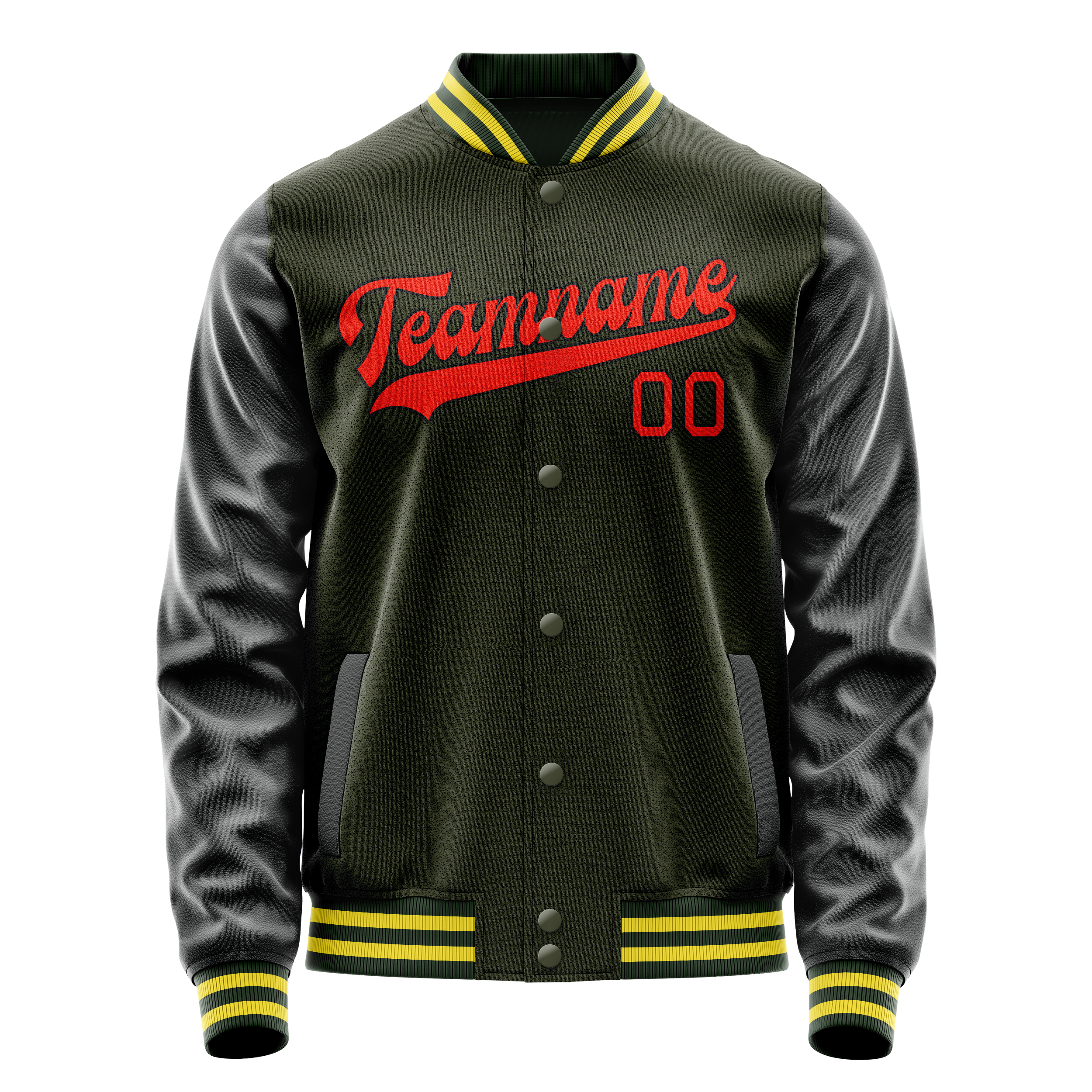 Veste universitaire personnalisée de couleur unie olive orange