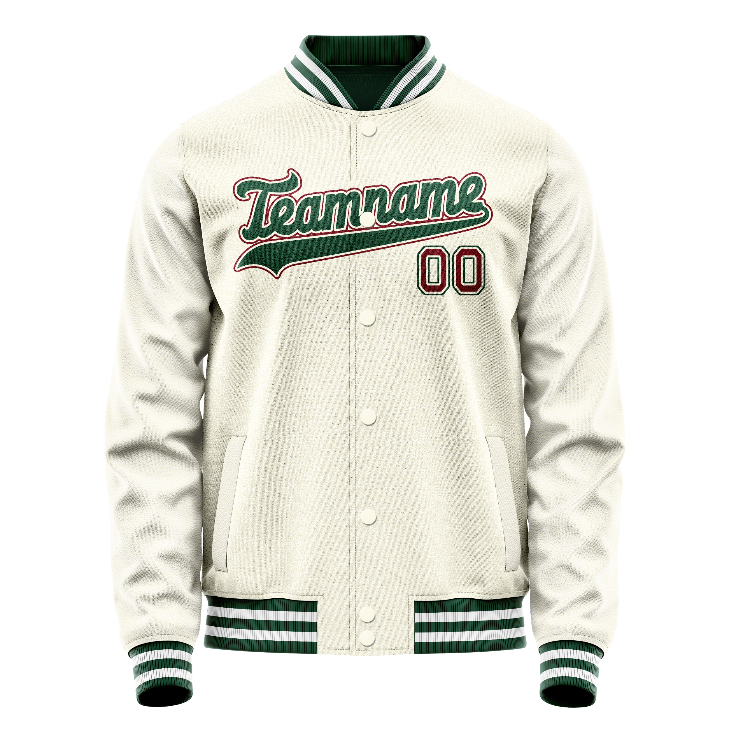 Veste universitaire personnalisée crème et verte unie