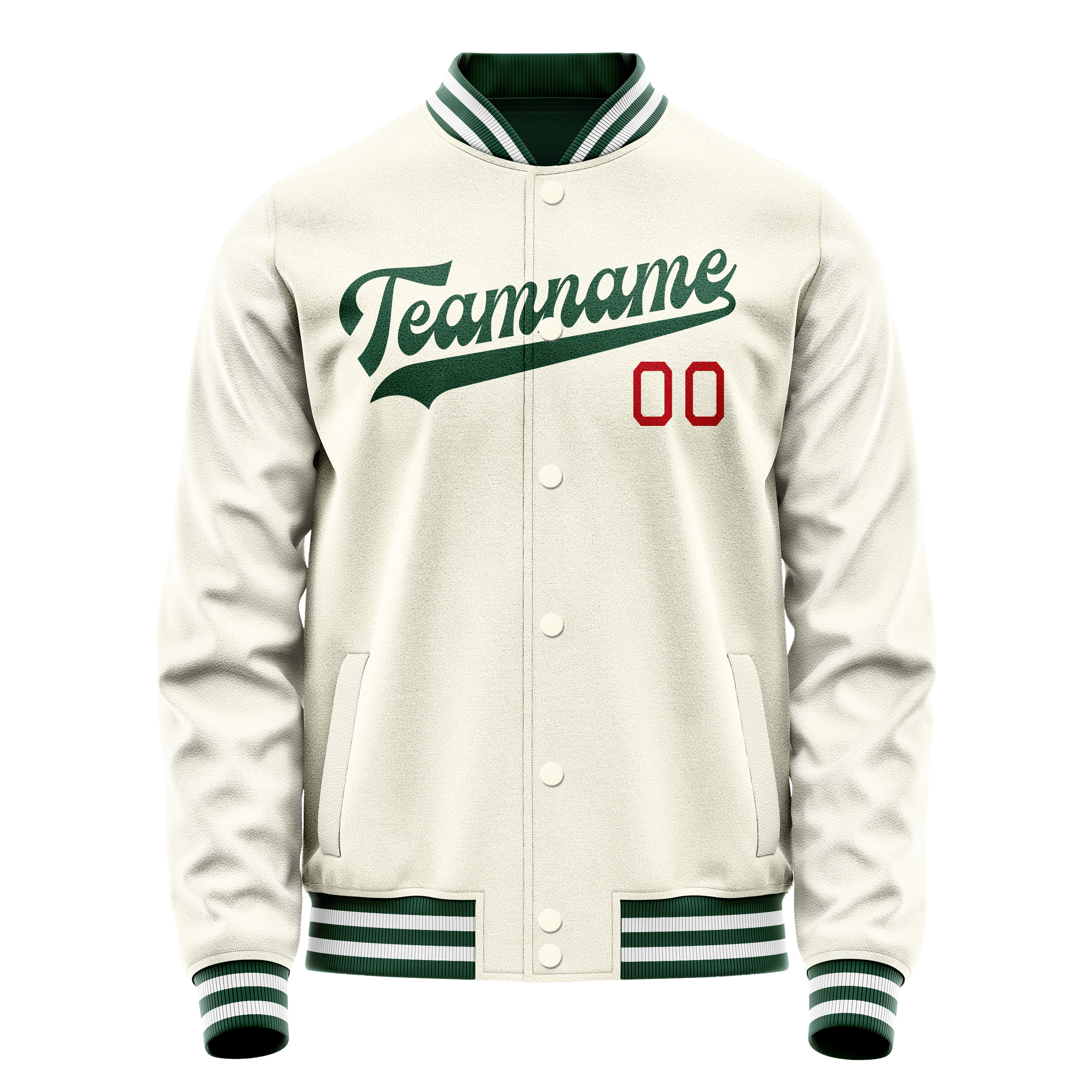 Veste universitaire personnalisée crème et verte unie