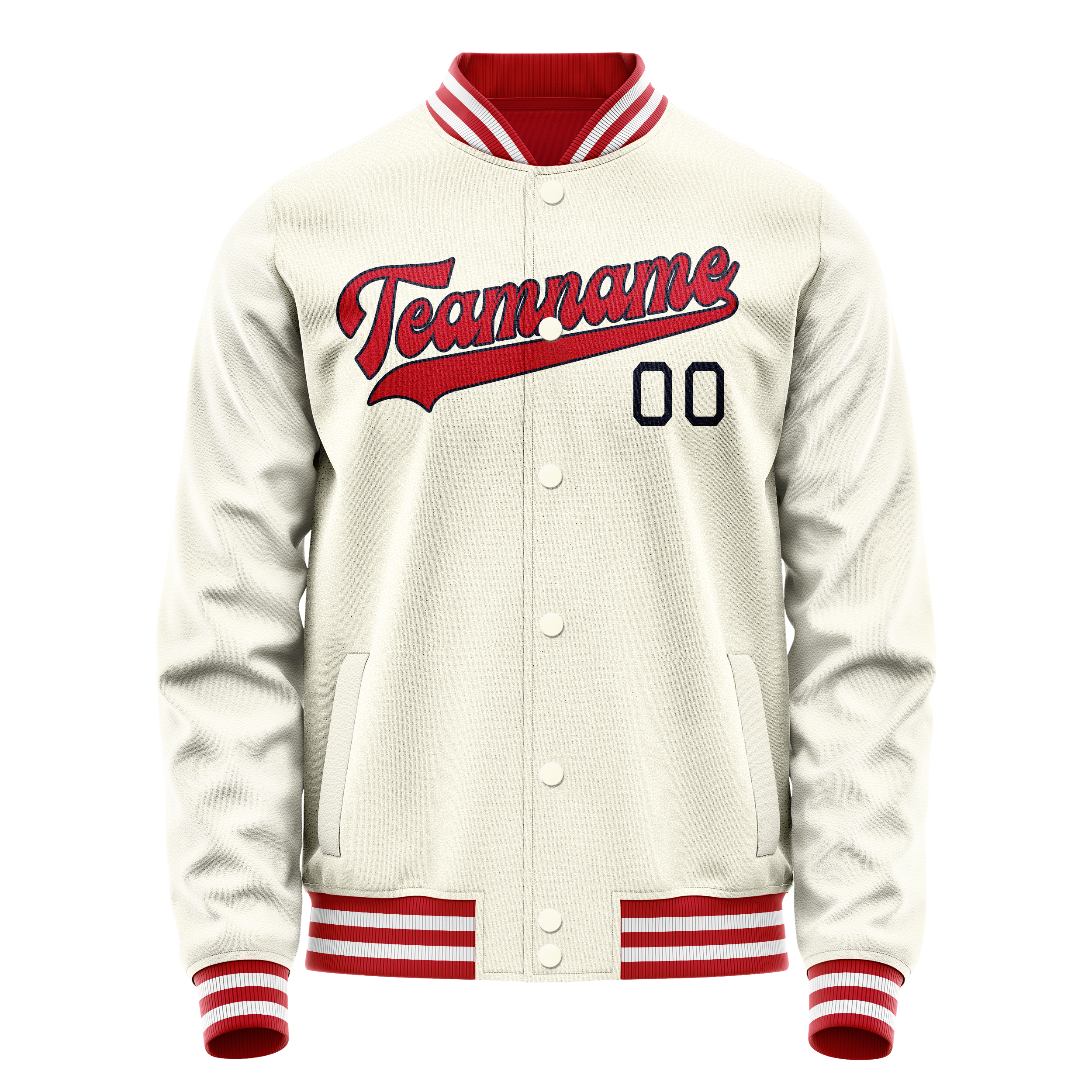 Veste universitaire personnalisée crème et rouge unie