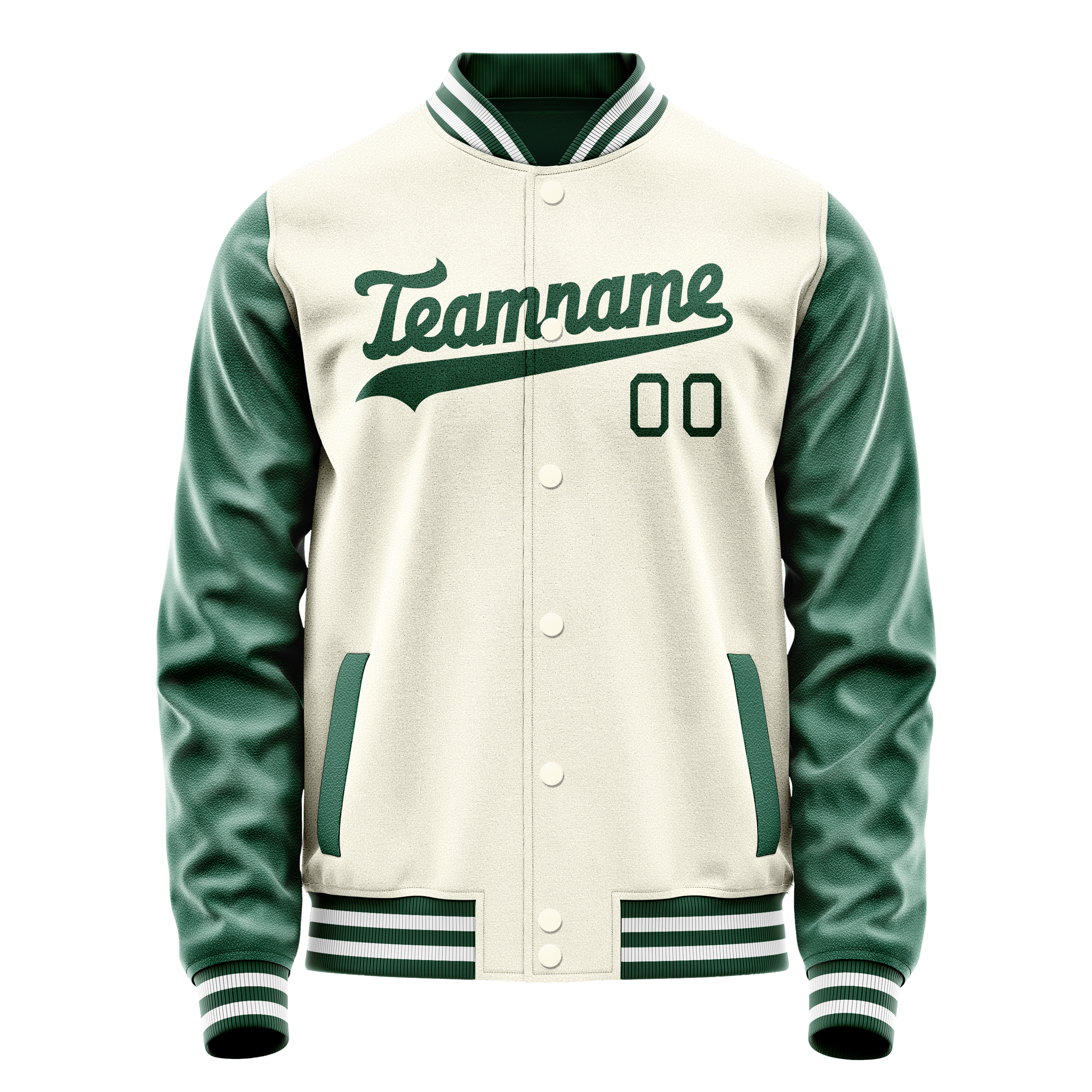 Veste universitaire personnalisée crème et verte unie