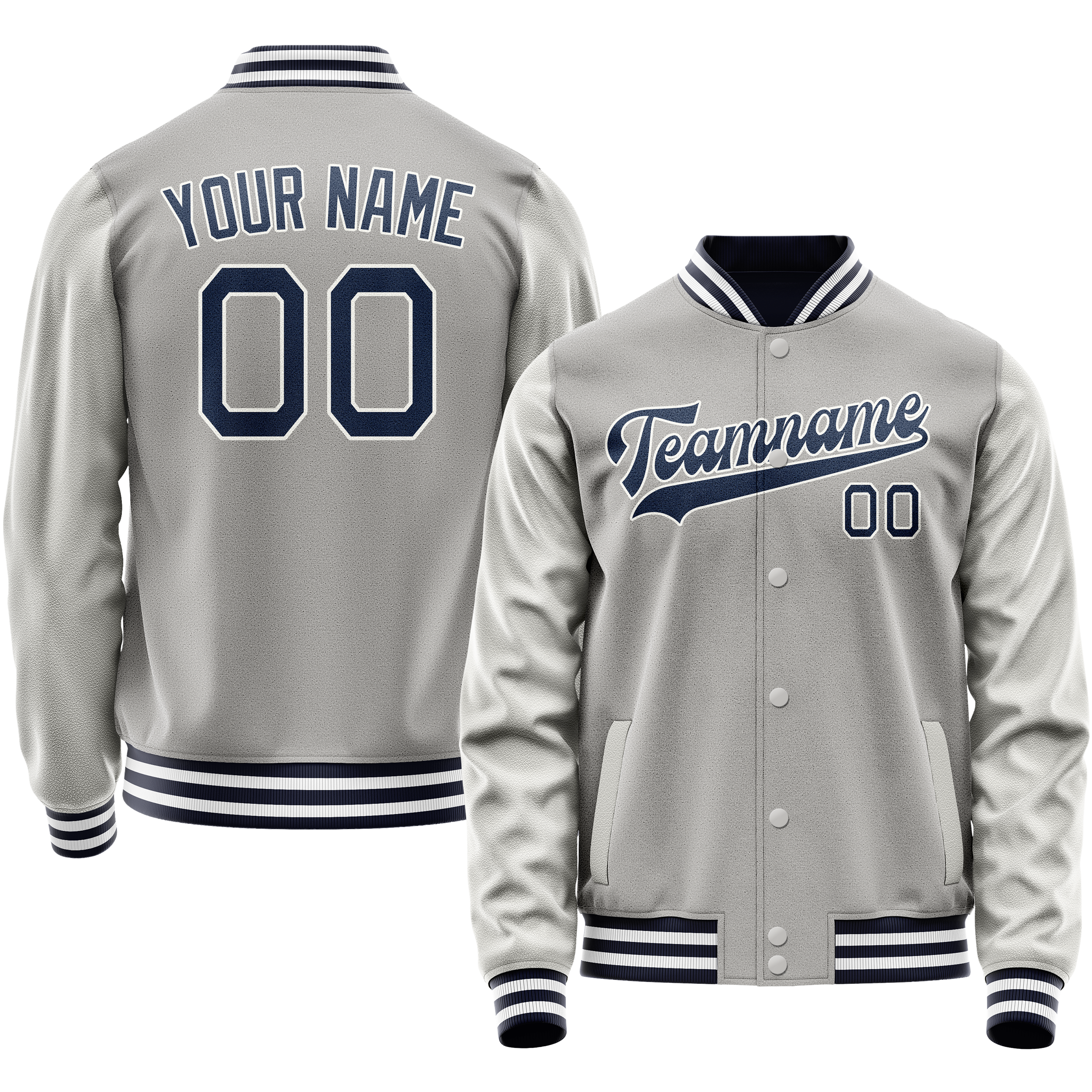 Veste universitaire personnalisée grise et marine unie