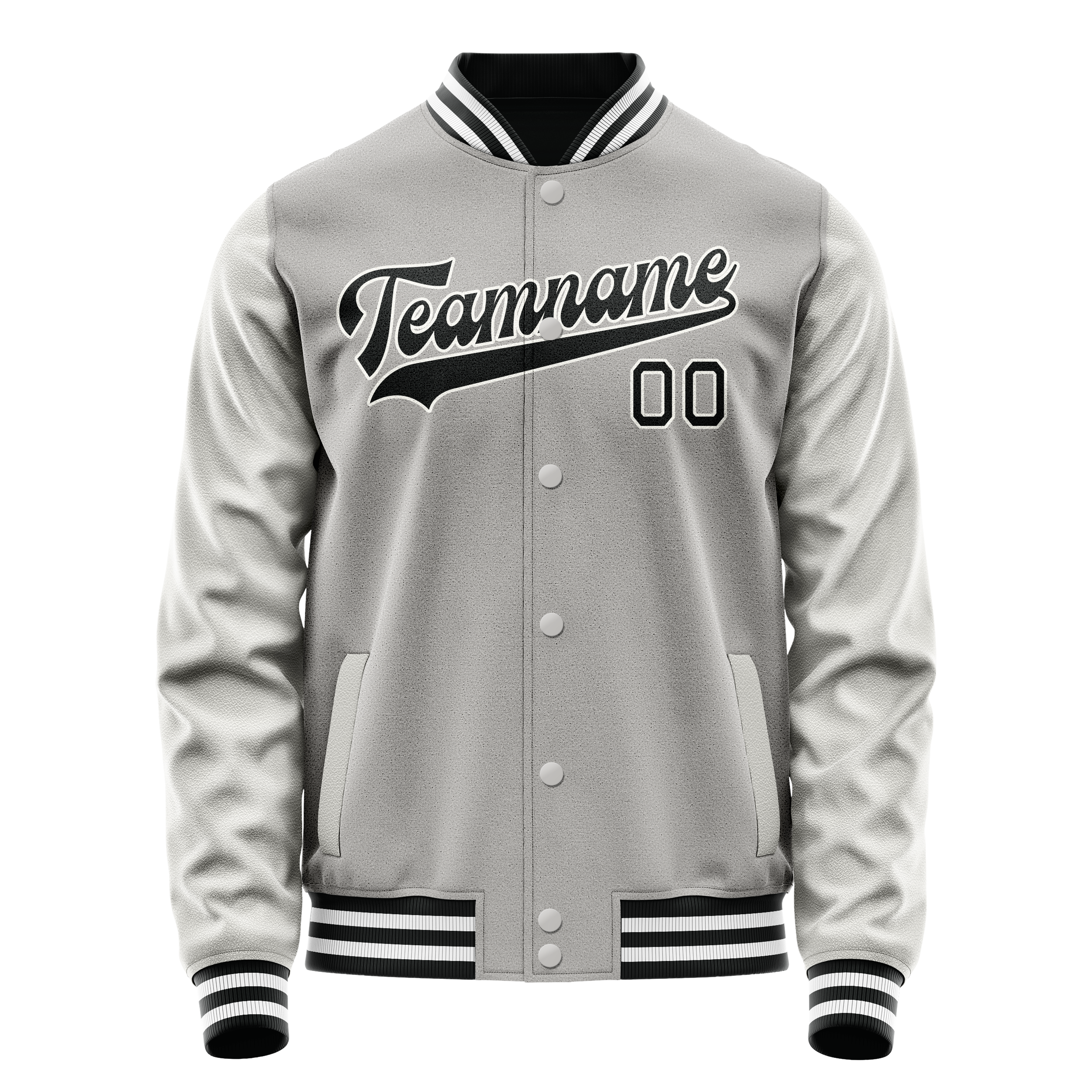 Veste universitaire personnalisée grise et noire unie