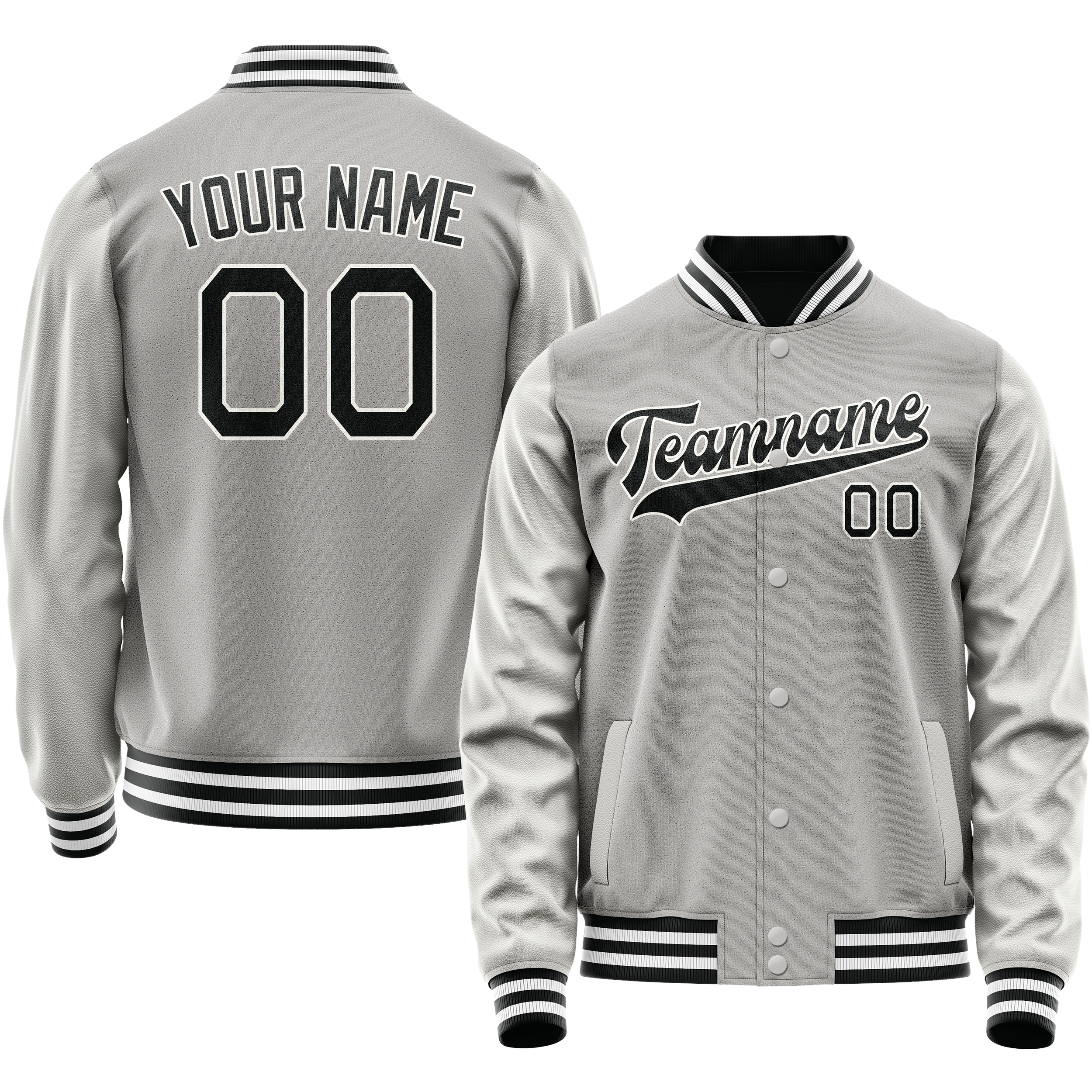 Veste universitaire personnalisée grise et noire unie