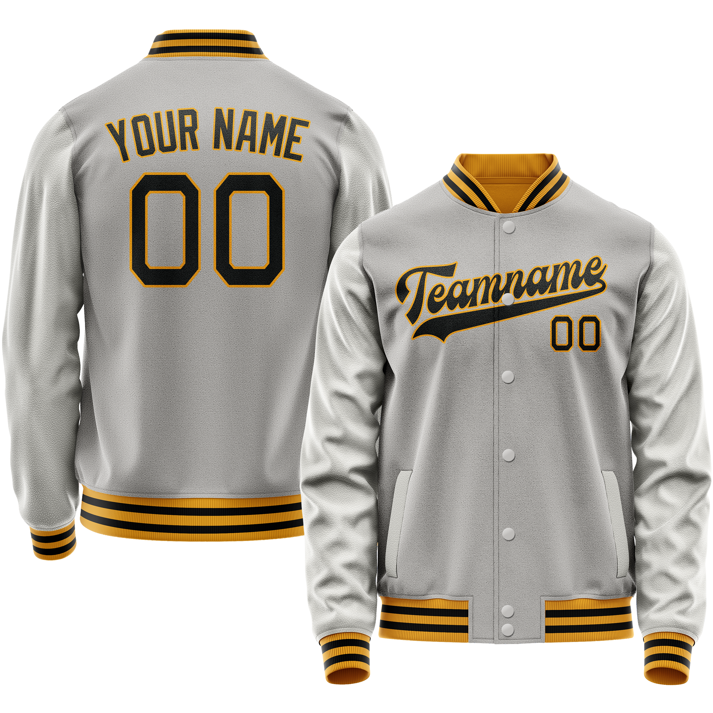 Veste universitaire personnalisée grise et noire unie