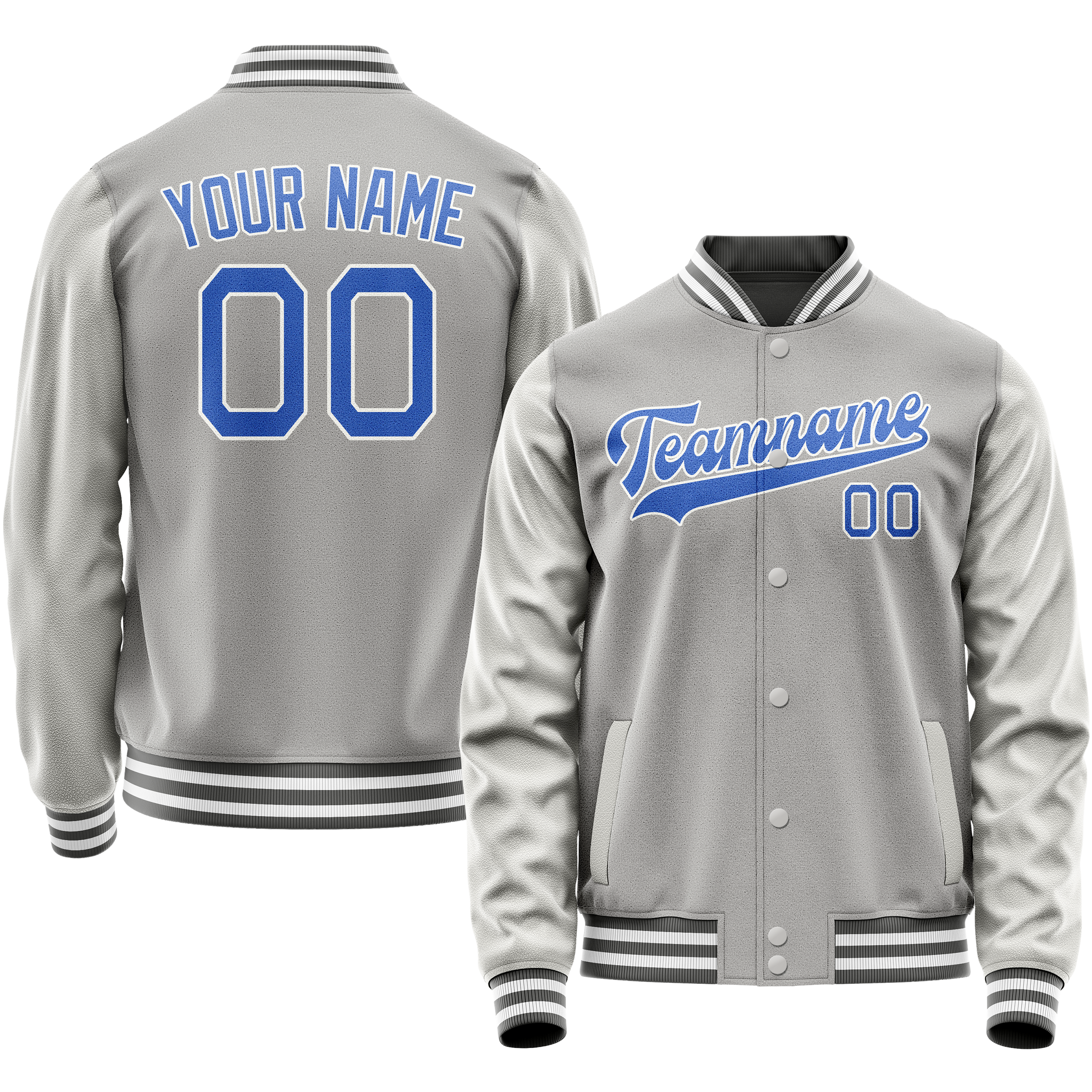 Veste universitaire personnalisée grise et bleu clair unie