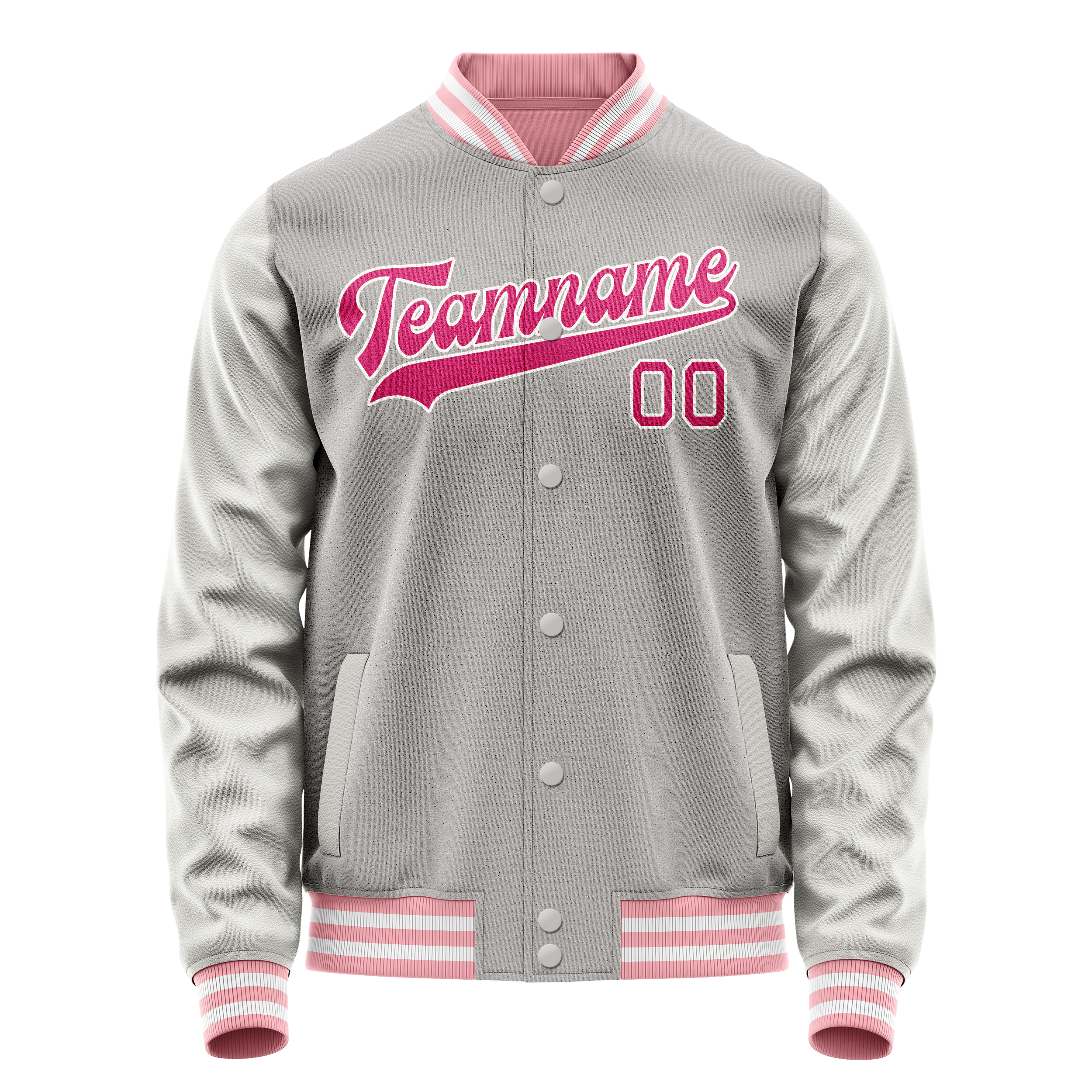 Veste universitaire personnalisée grise et rose unie