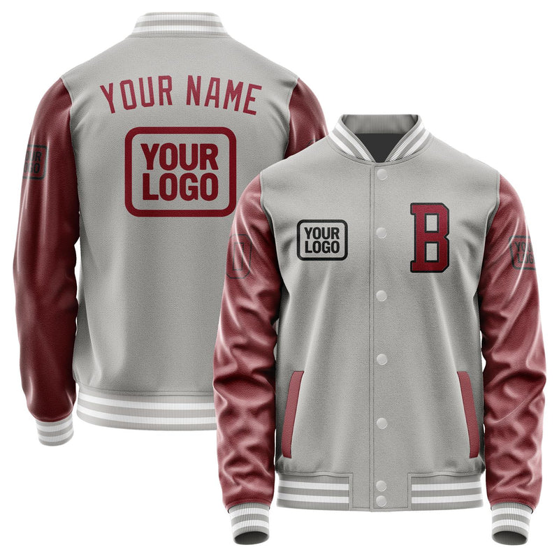 Custom Gray Crimson Red Jacket JA040415041817151517