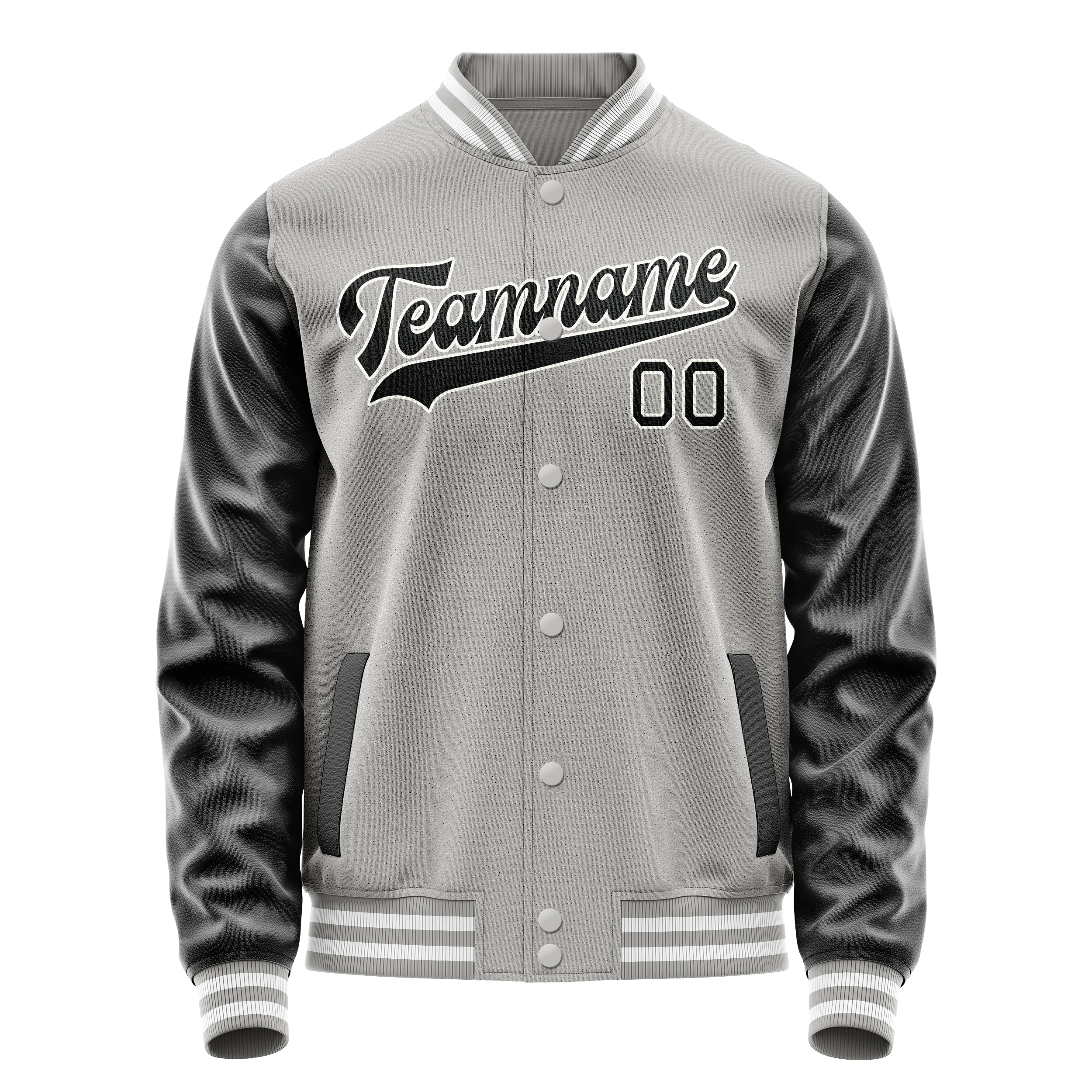 Veste universitaire personnalisée grise et noire unie