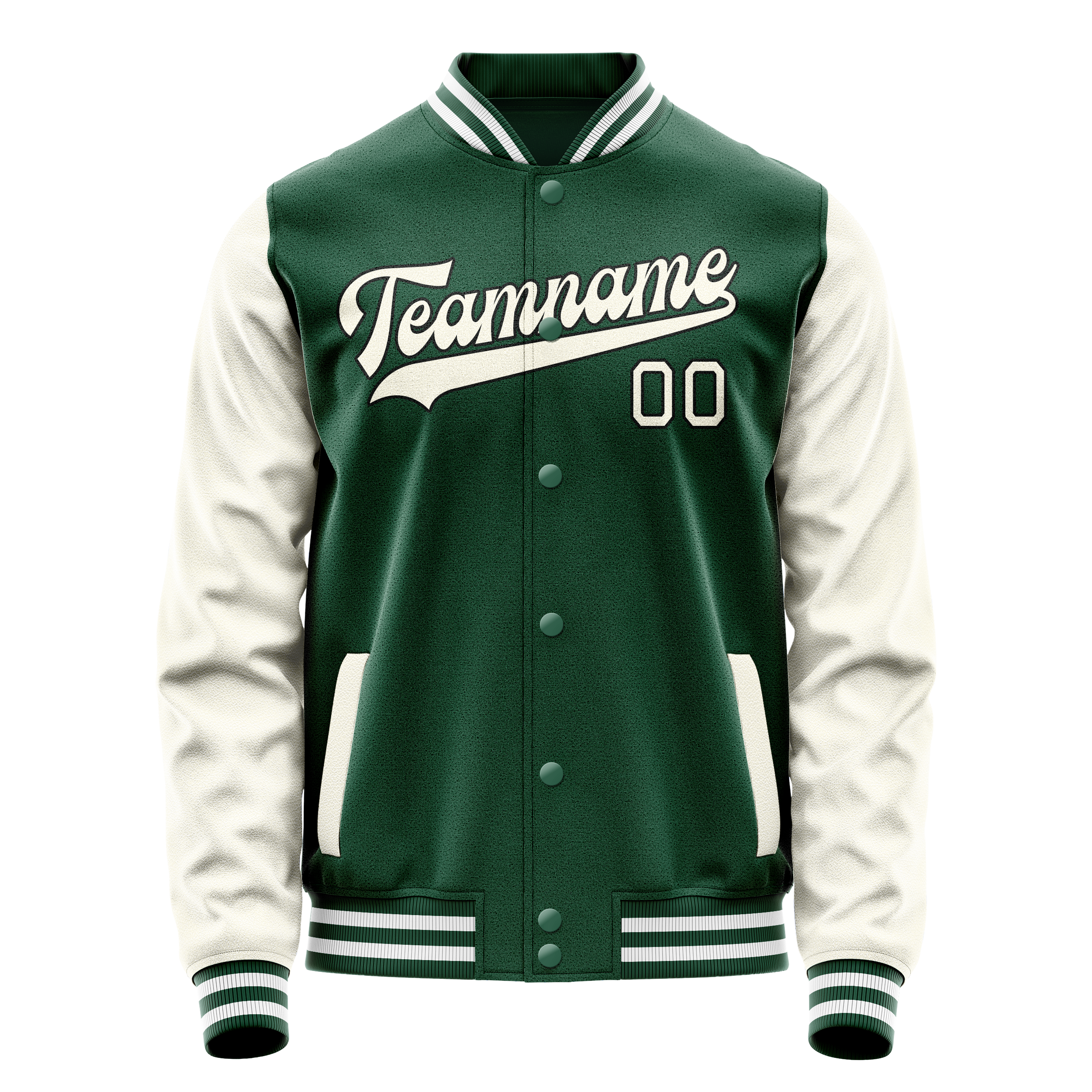 Veste universitaire personnalisée vert crème uni