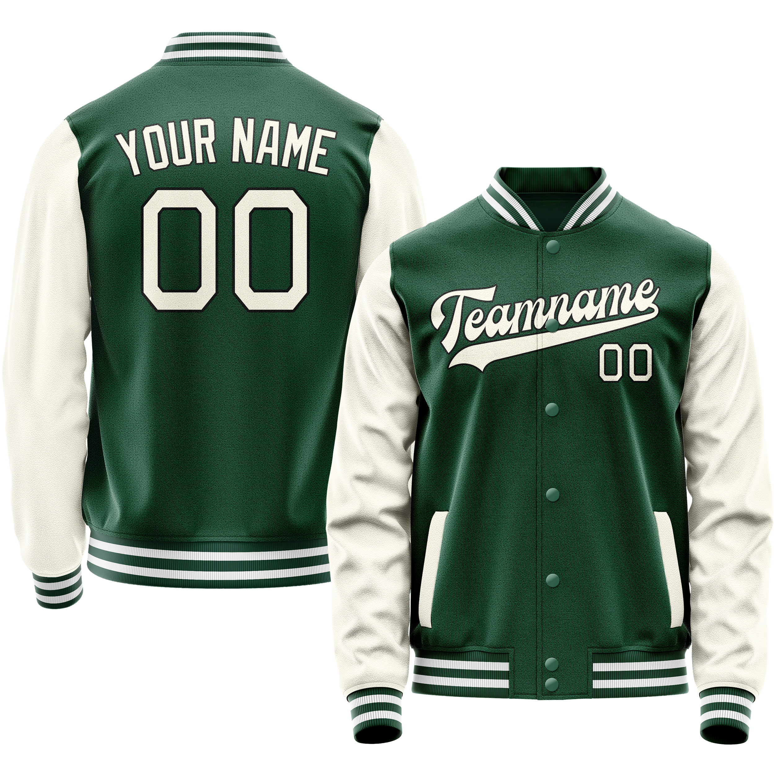Veste universitaire personnalisée vert crème uni