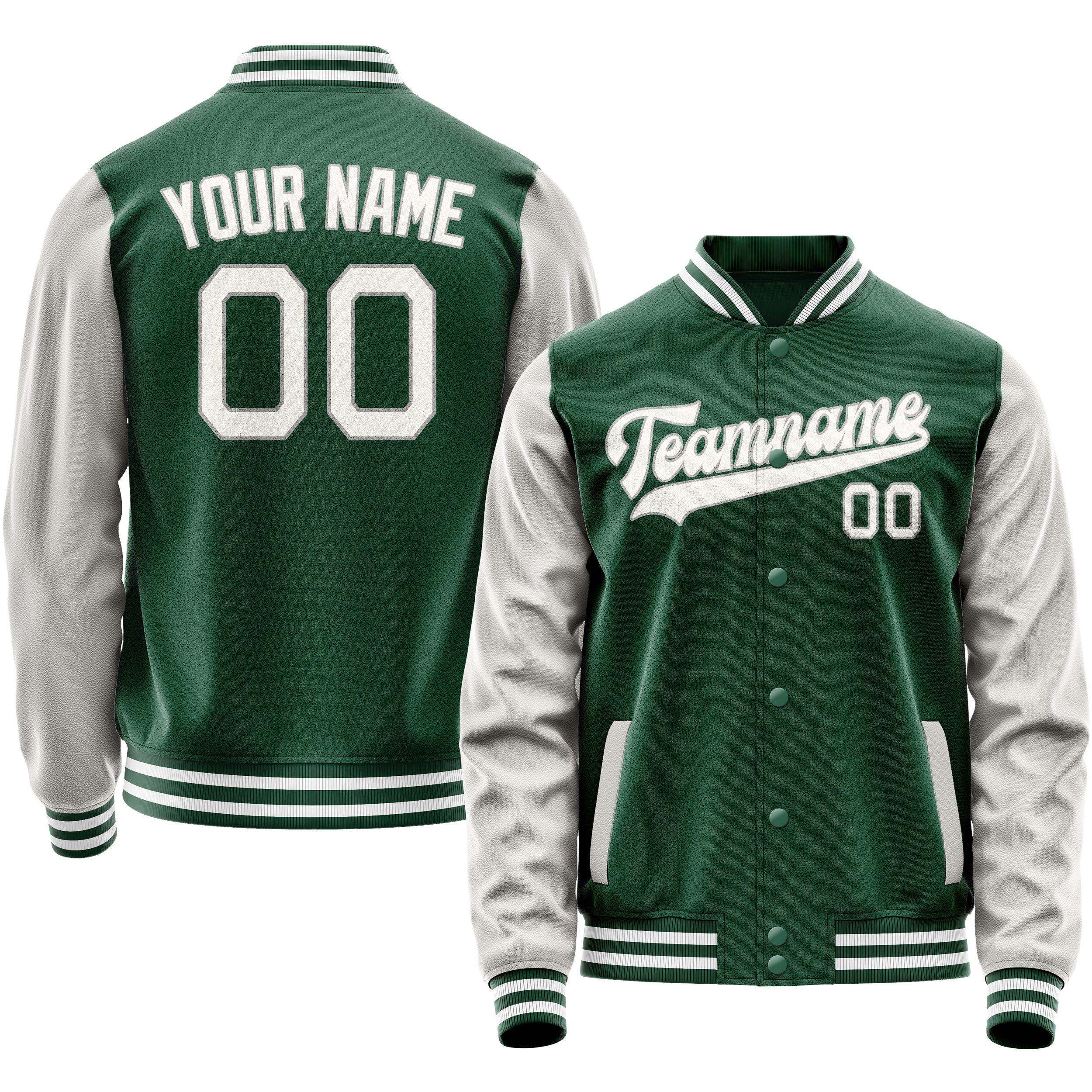 Veste universitaire personnalisée vert-gris uni