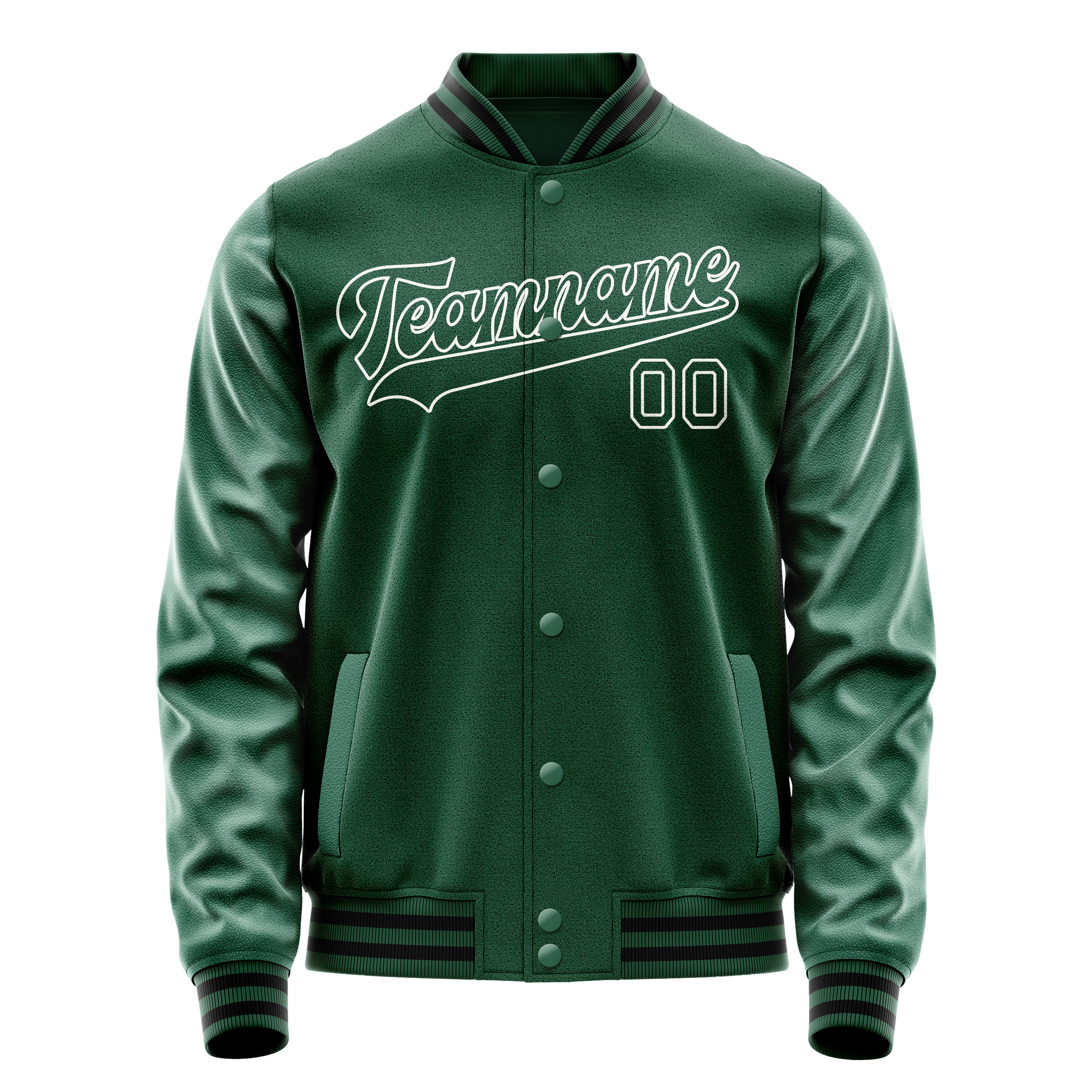 Veste universitaire personnalisée verte et blanche unie