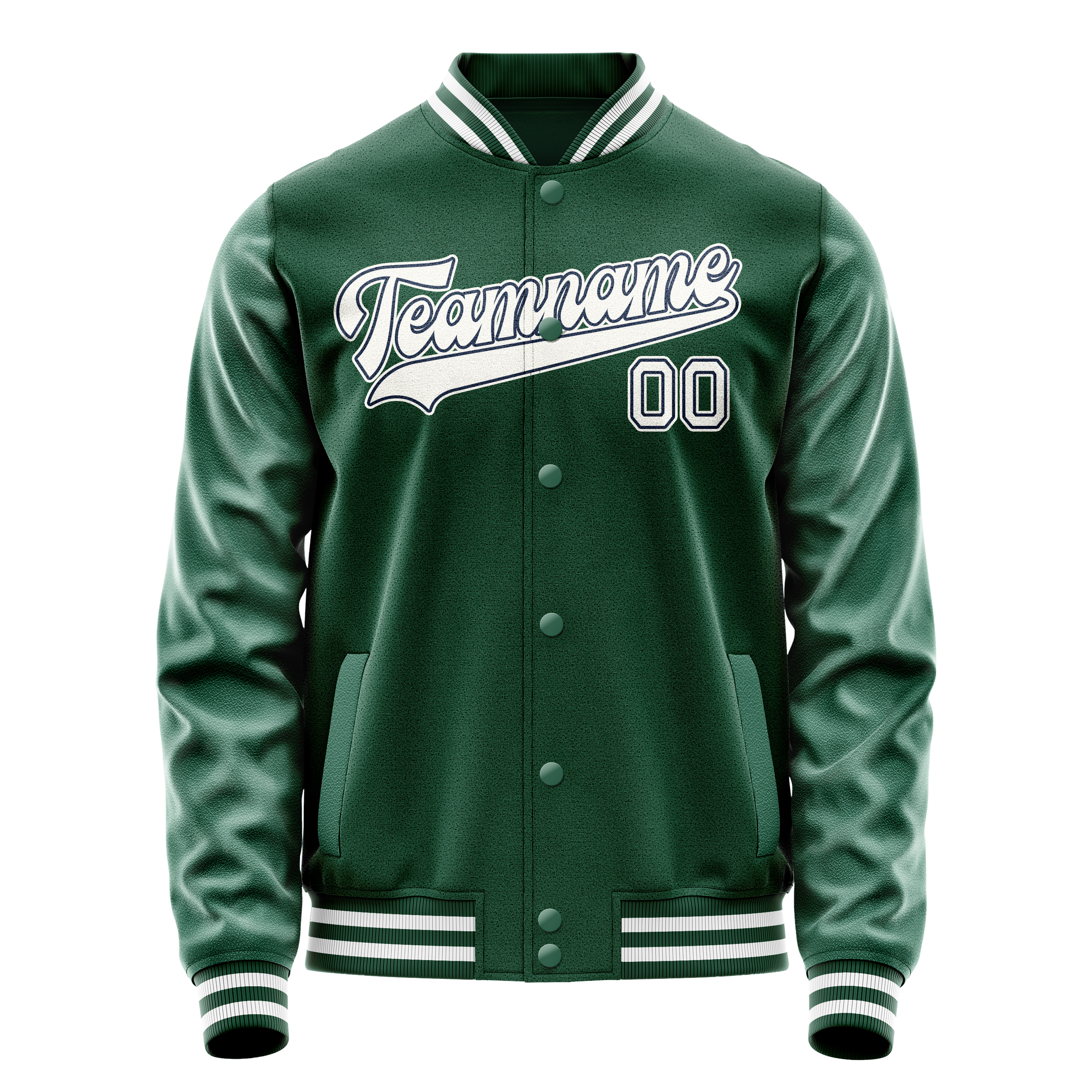 Veste universitaire personnalisée verte et blanche unie