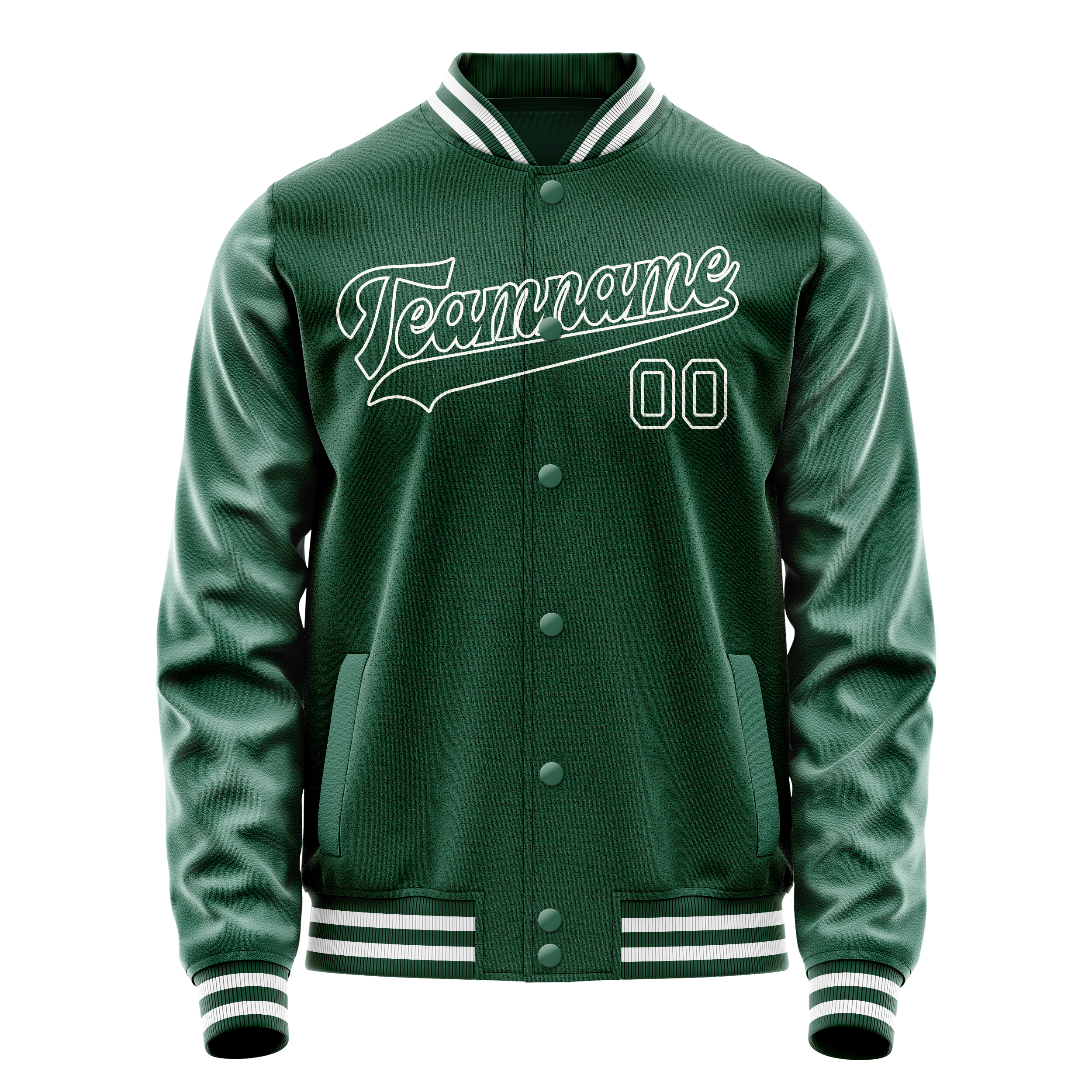 Veste universitaire personnalisée verte et blanche unie