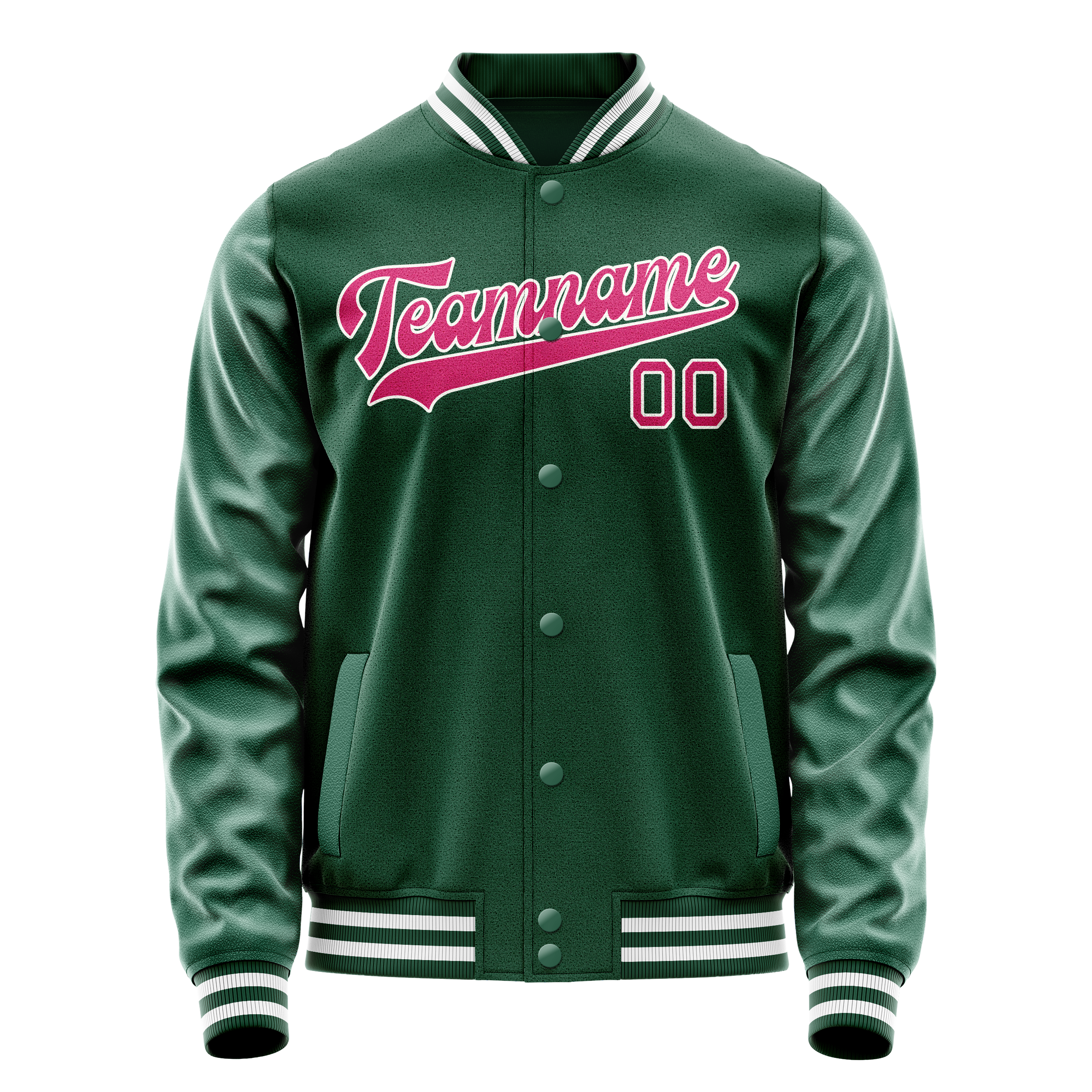 Veste universitaire personnalisée verte et rose unie