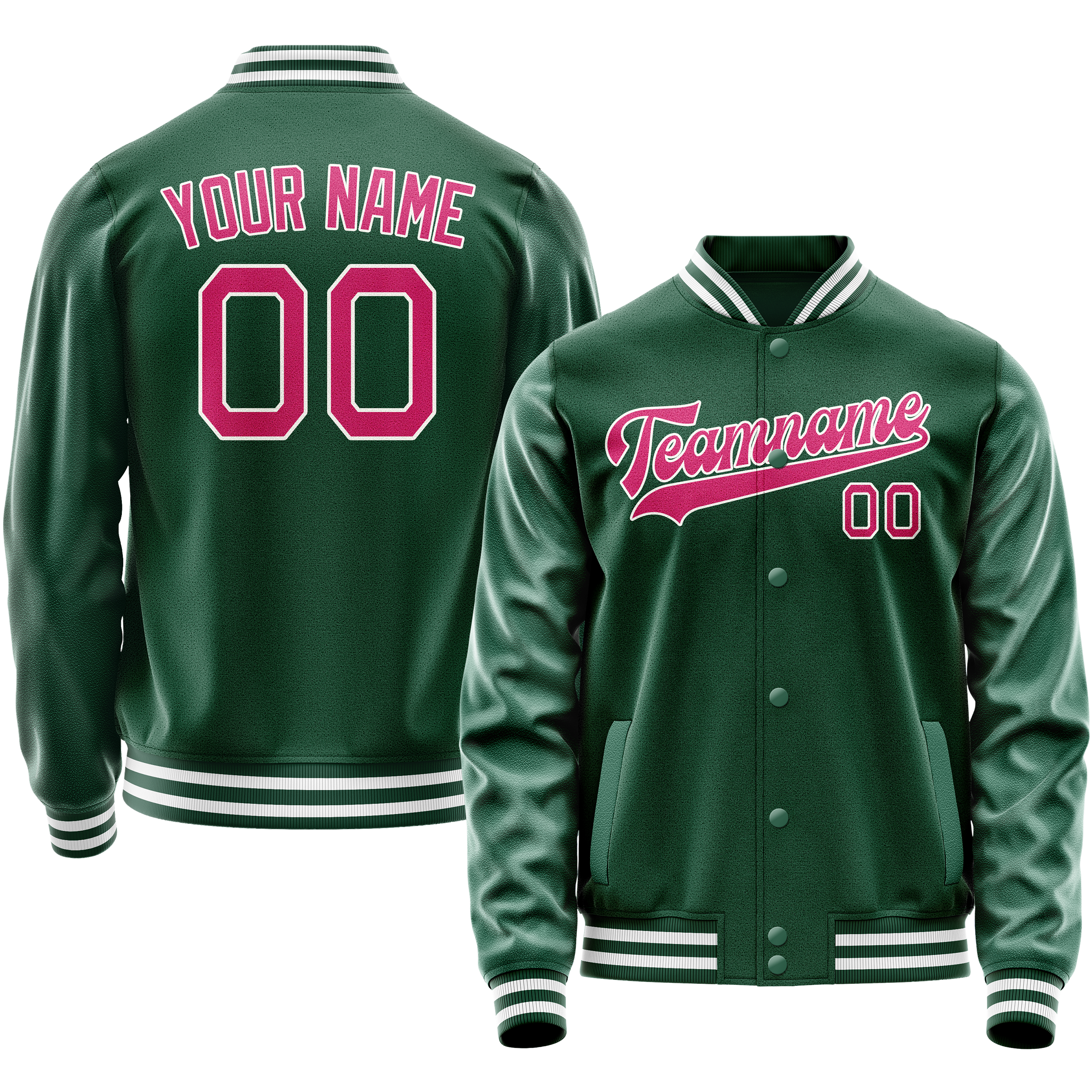 Veste universitaire personnalisée verte et rose unie