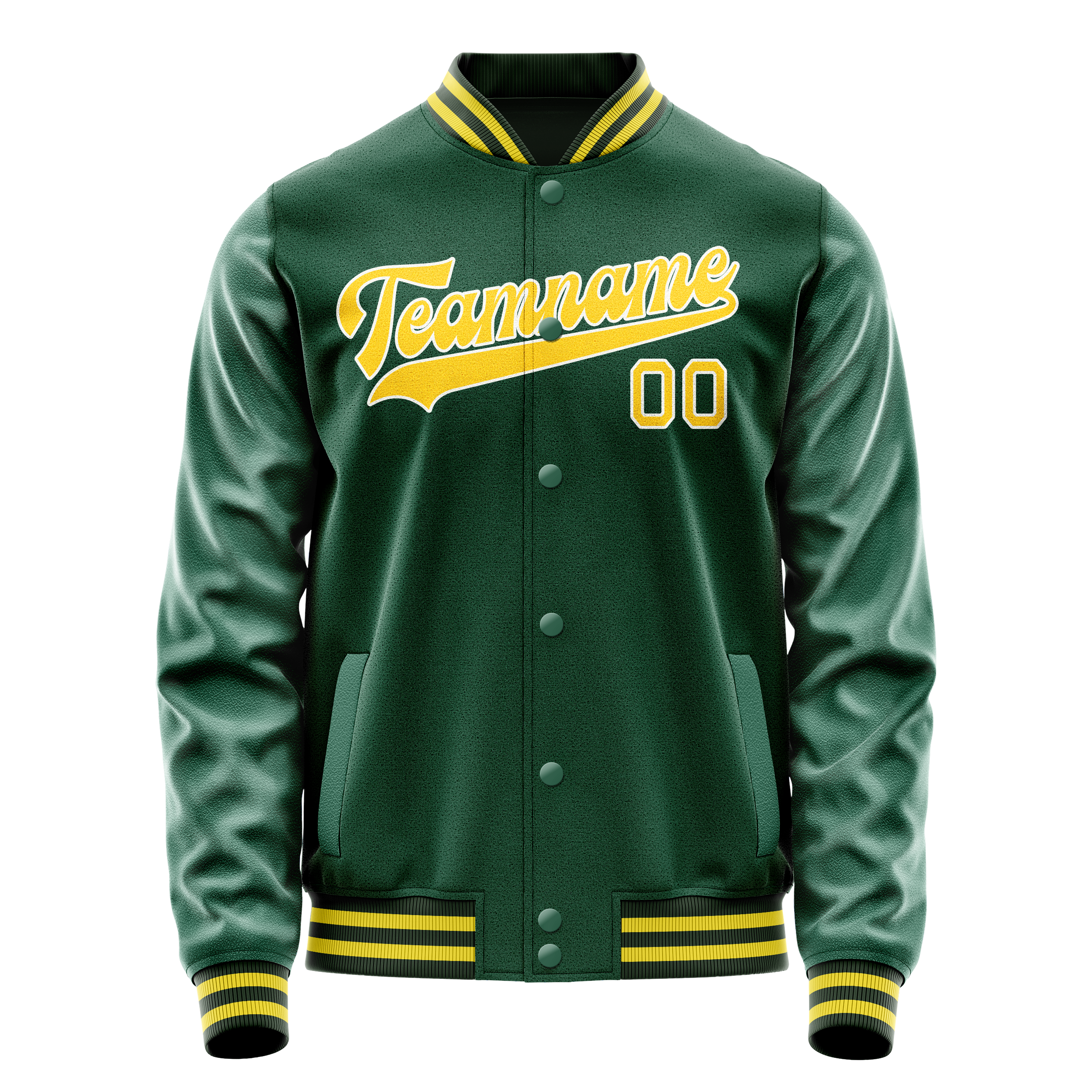 Veste universitaire personnalisée verte et or unie